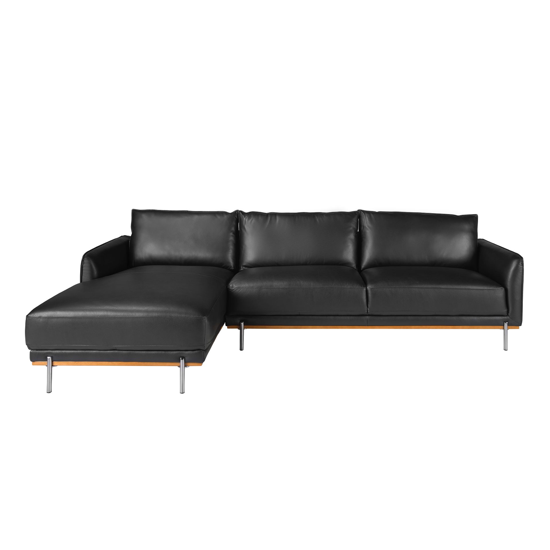 Left chaise longue sofa black leather
