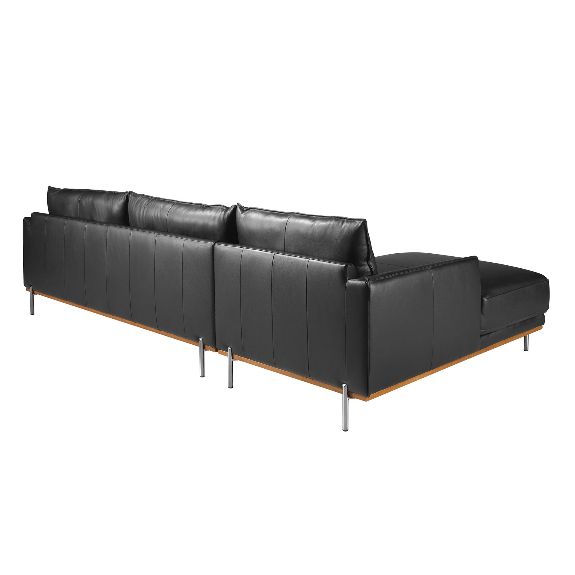 Left chaise longue sofa black leather