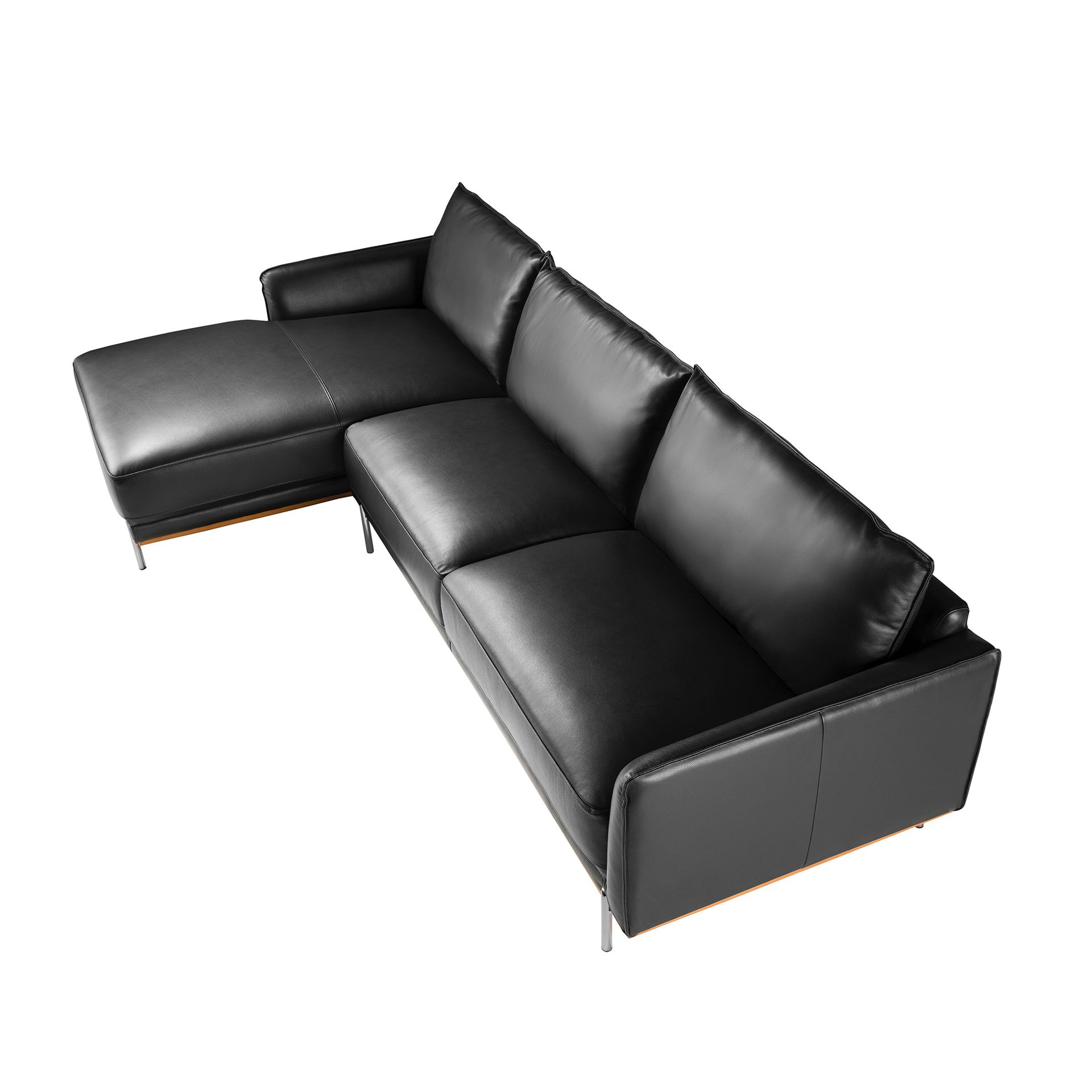 Left chaise longue sofa black leather