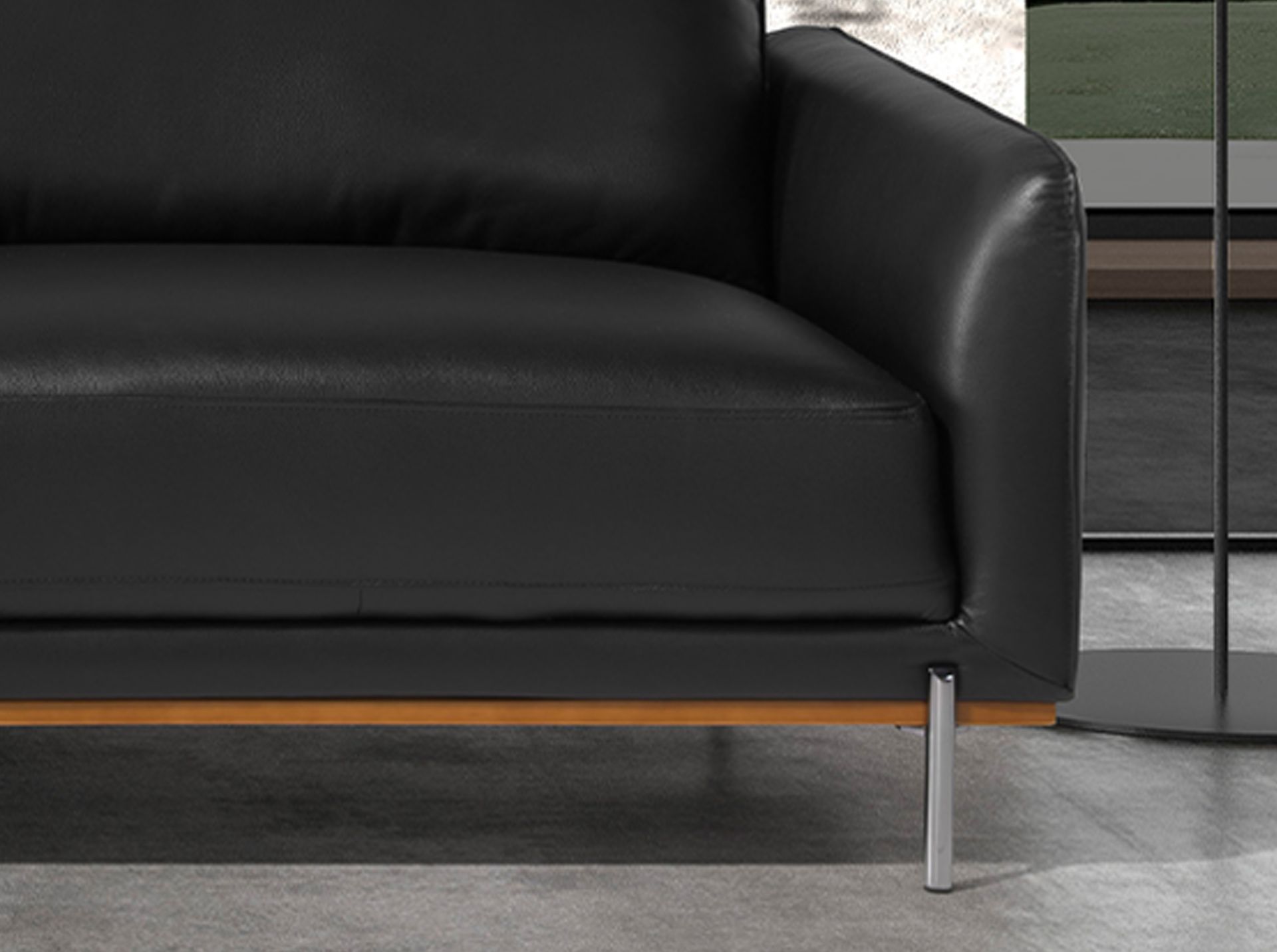 Left chaise longue sofa black leather