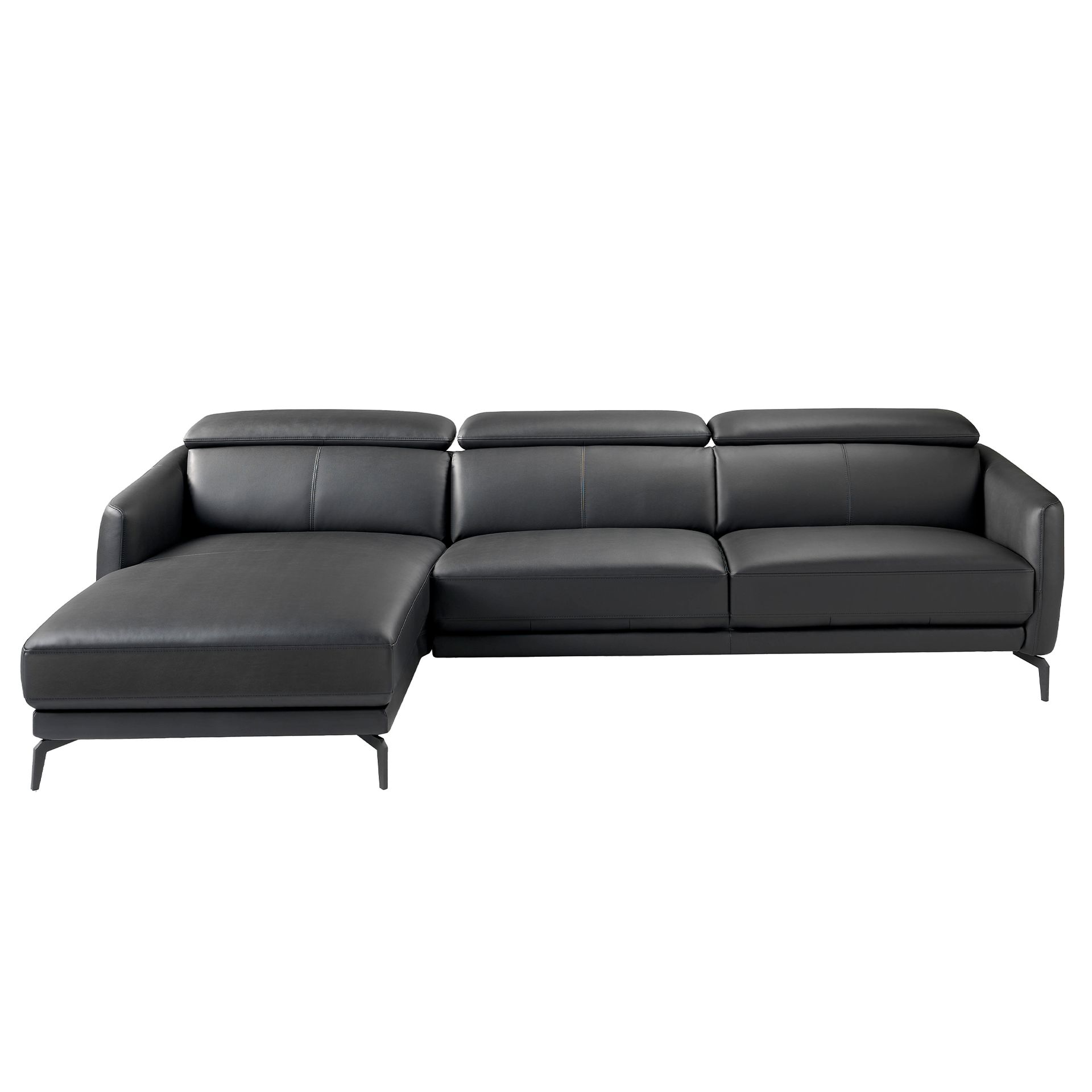 Left chaise longue sofa in black leather