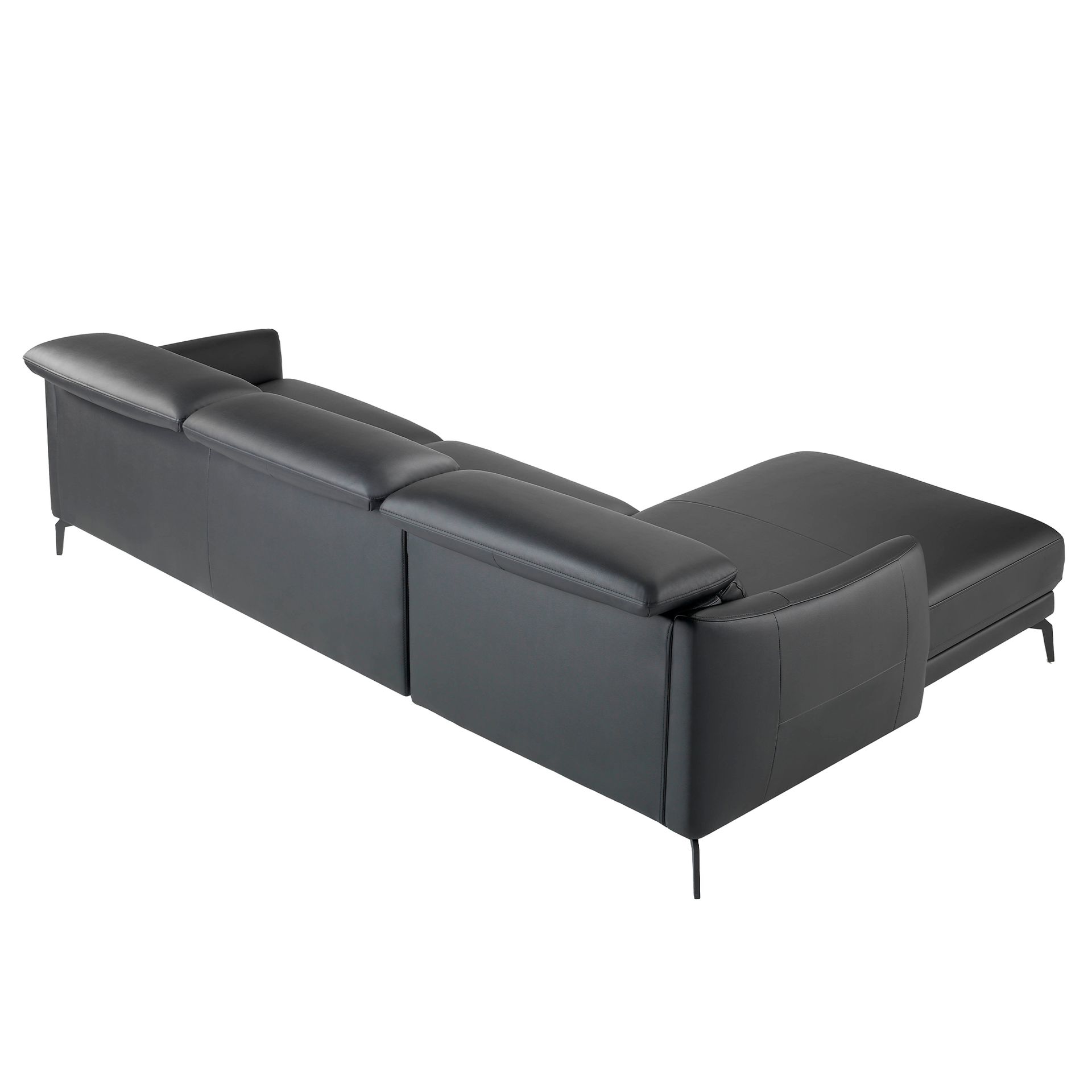 Left chaise longue sofa in black leather
