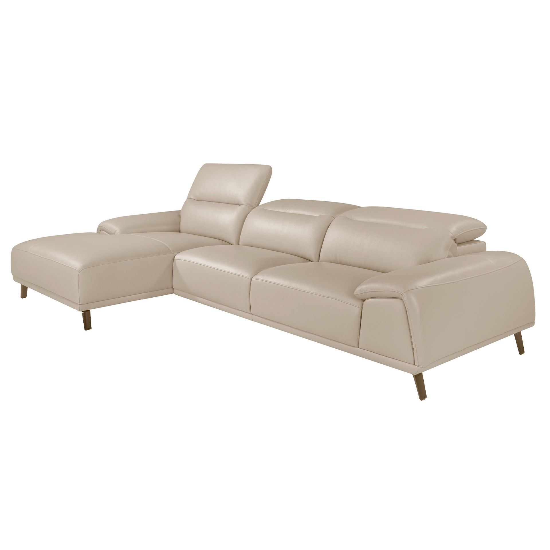 Left chaise longue sofa in taupe grey leather