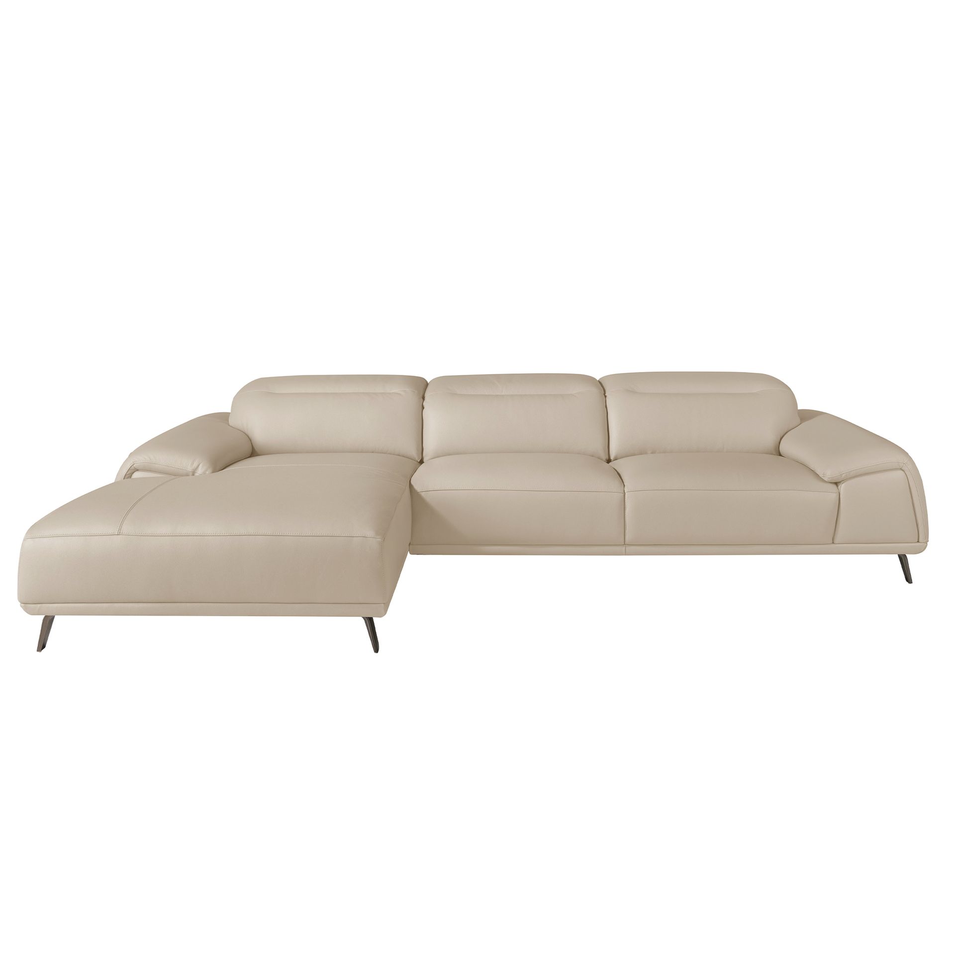 Left chaise longue sofa in taupe grey leather