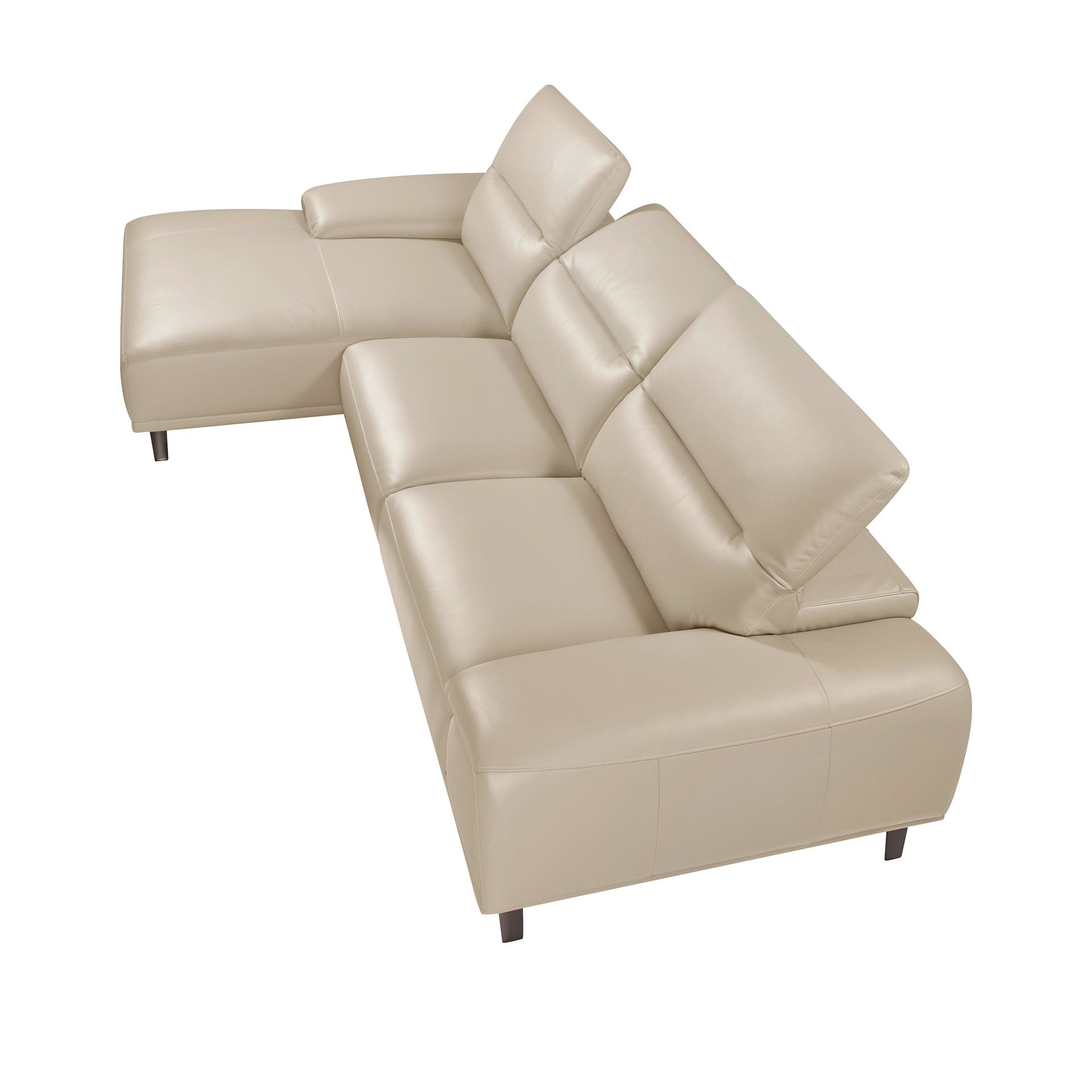 Left chaise longue sofa in taupe grey leather