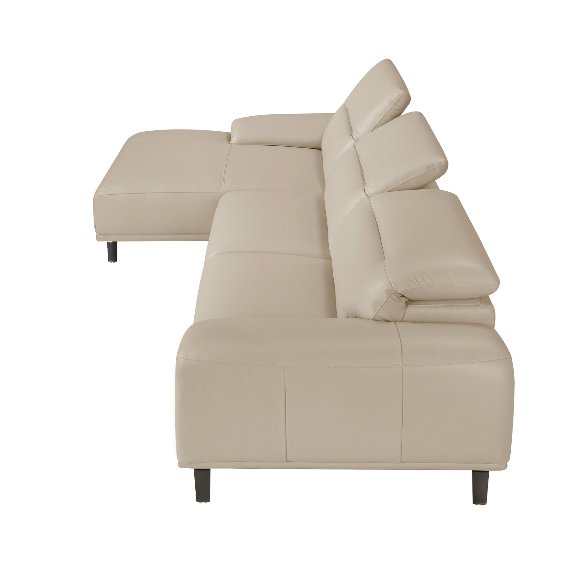 Left chaise longue sofa in taupe grey leather