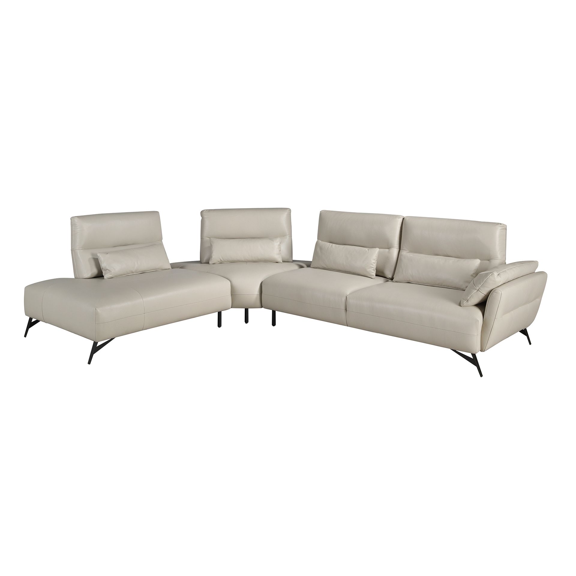 Left chaise longue sofa sand leather