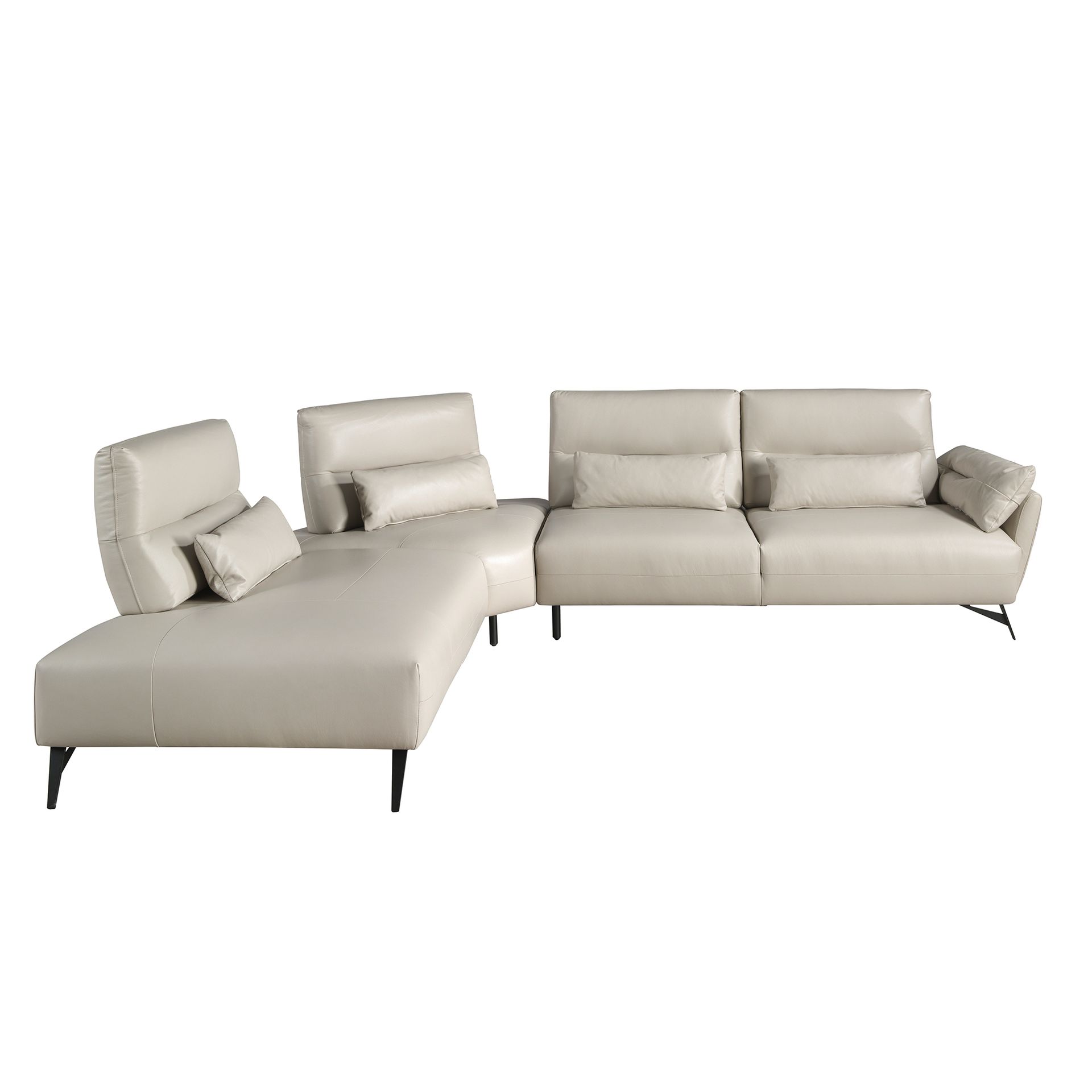Left chaise longue sofa sand leather