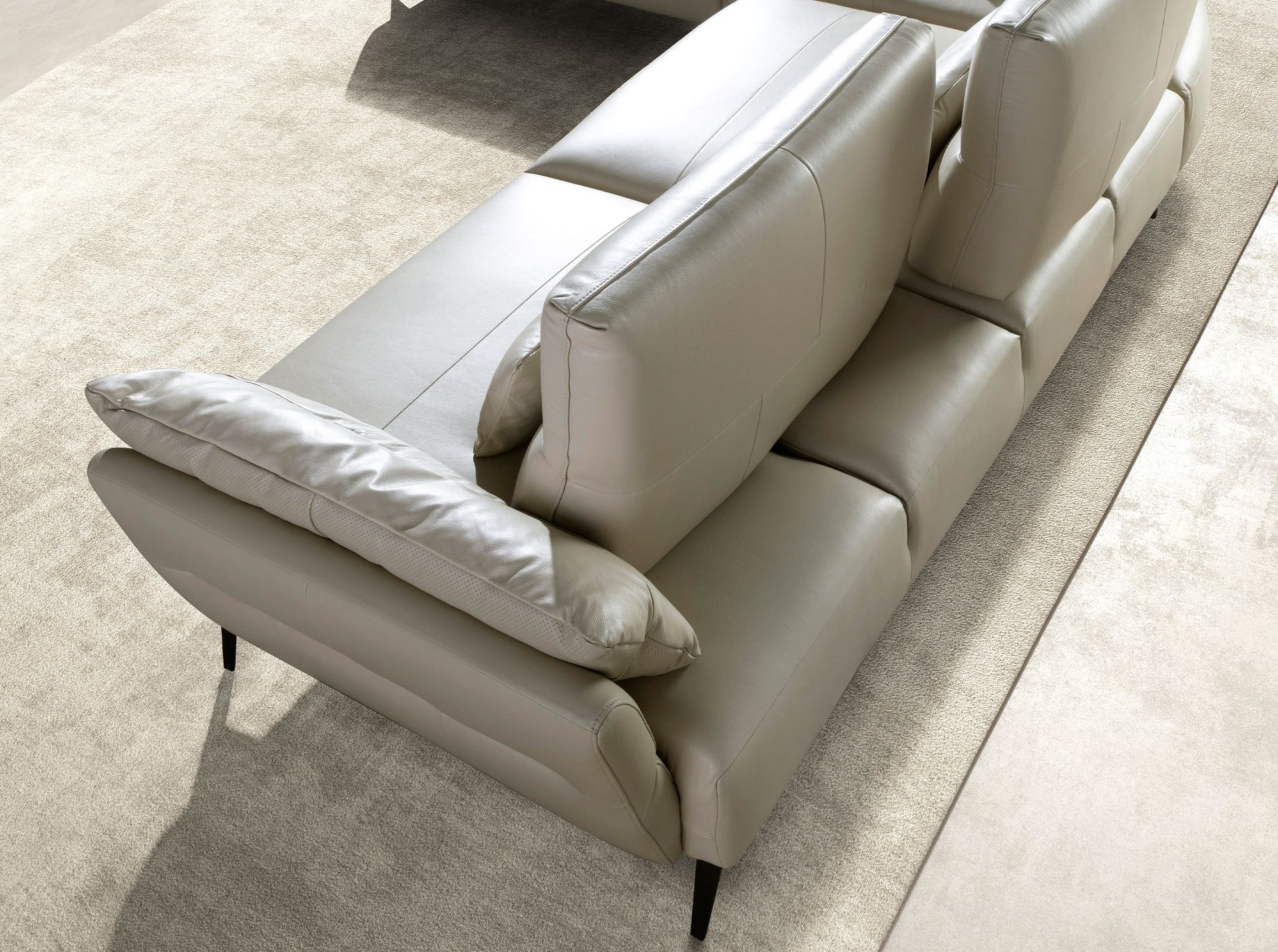 Left chaise longue sofa sand leather
