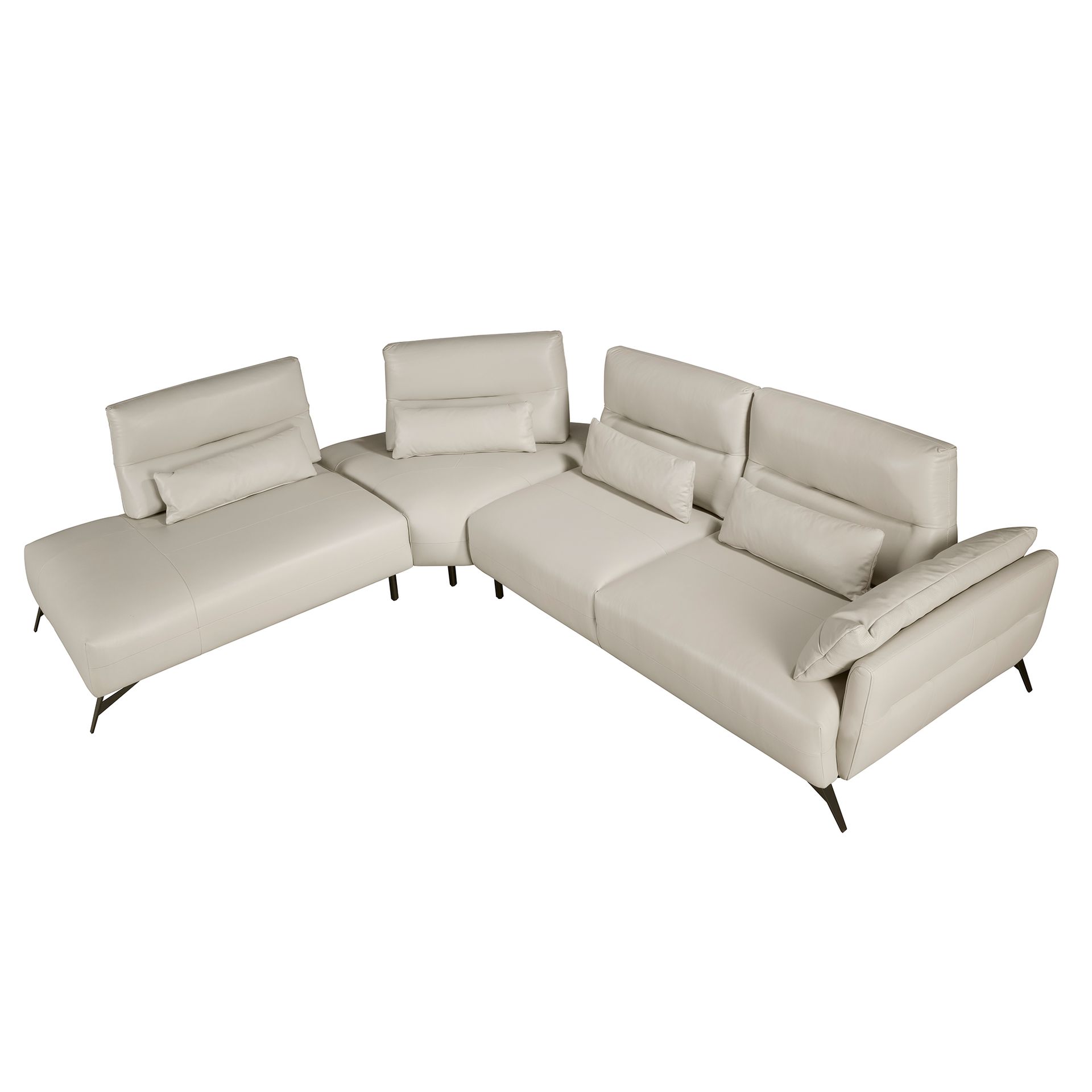 Left chaise longue sofa sand leather