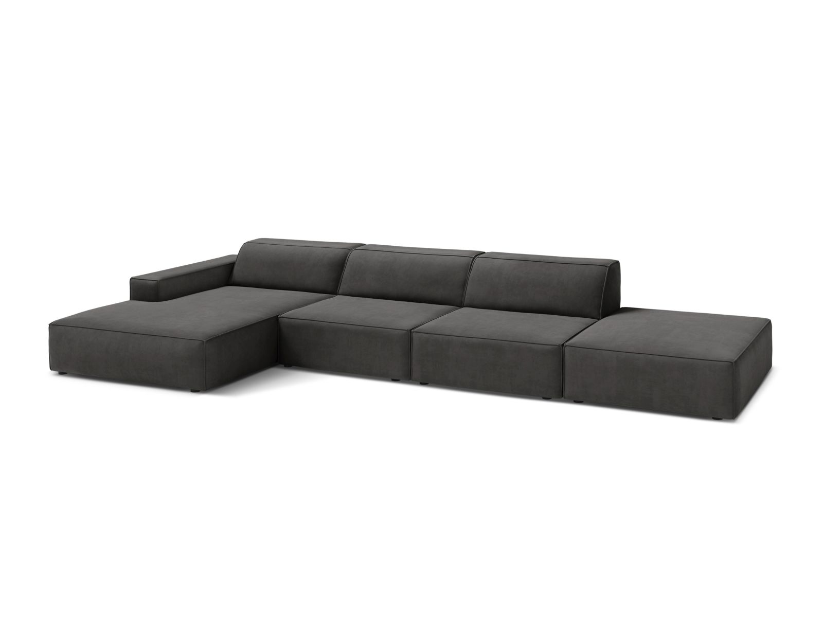 Velvet Modular Left Corner Sofa, "Jodie", 5 Seats, 341x162x77