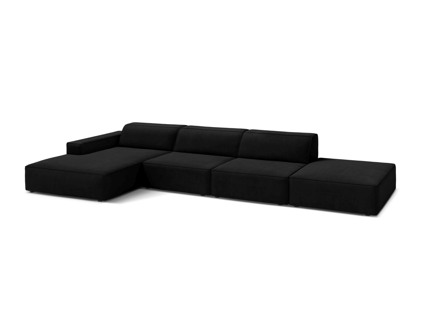Velvet Modular Left Corner Sofa, "Jodie", 5 Seats, 341x162x77