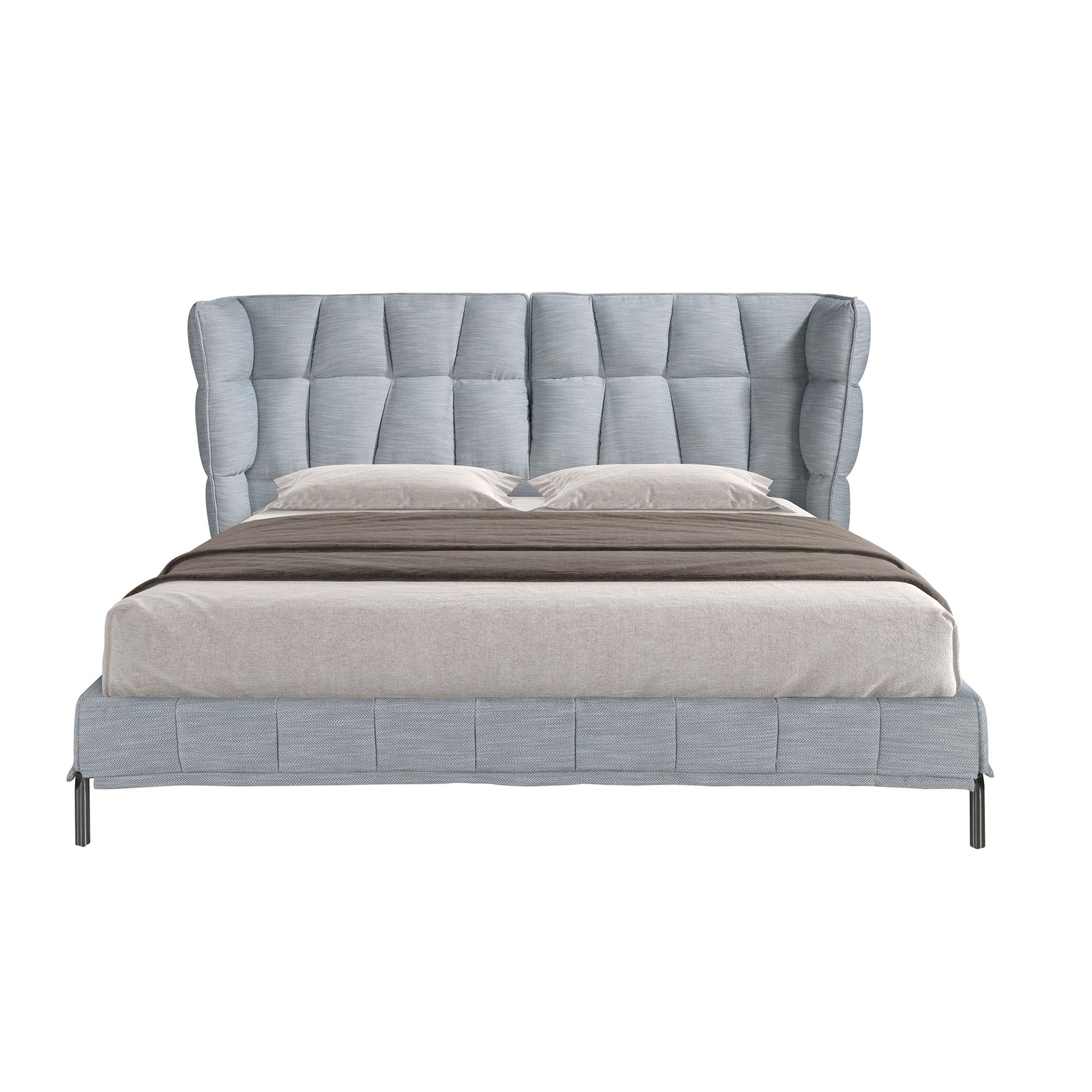 Light bluish-grey fabric bed