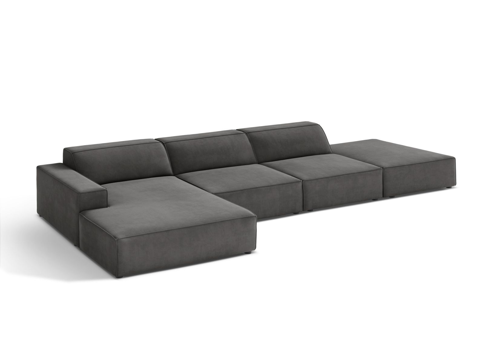 Velvet Modular Left Corner Sofa, "Jodie", 5 Seats, 341x162x77
