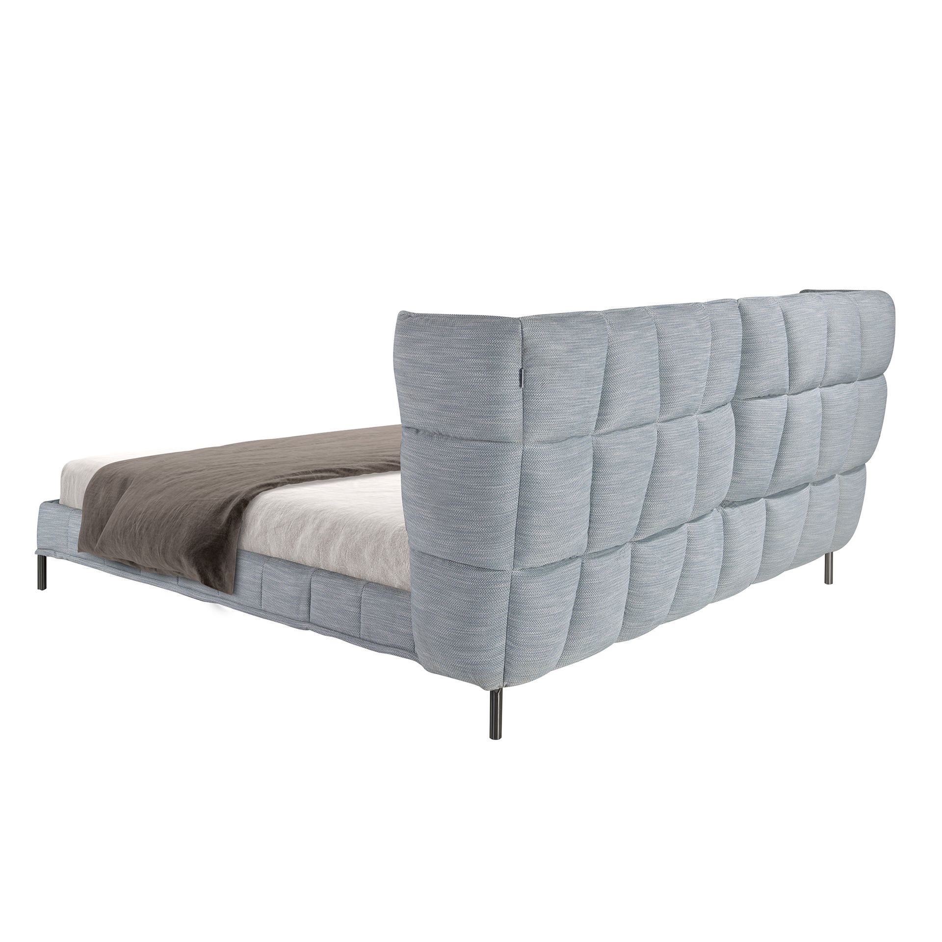 Light bluish-grey fabric bed