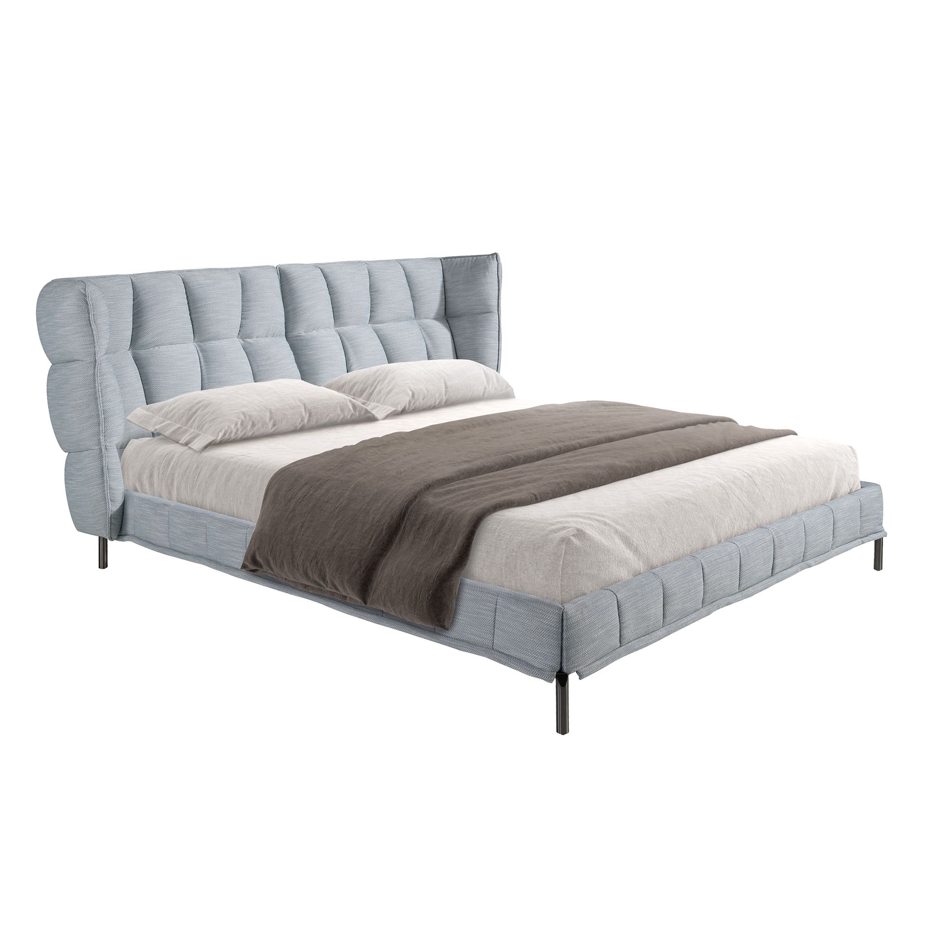 Light bluish-grey fabric bed