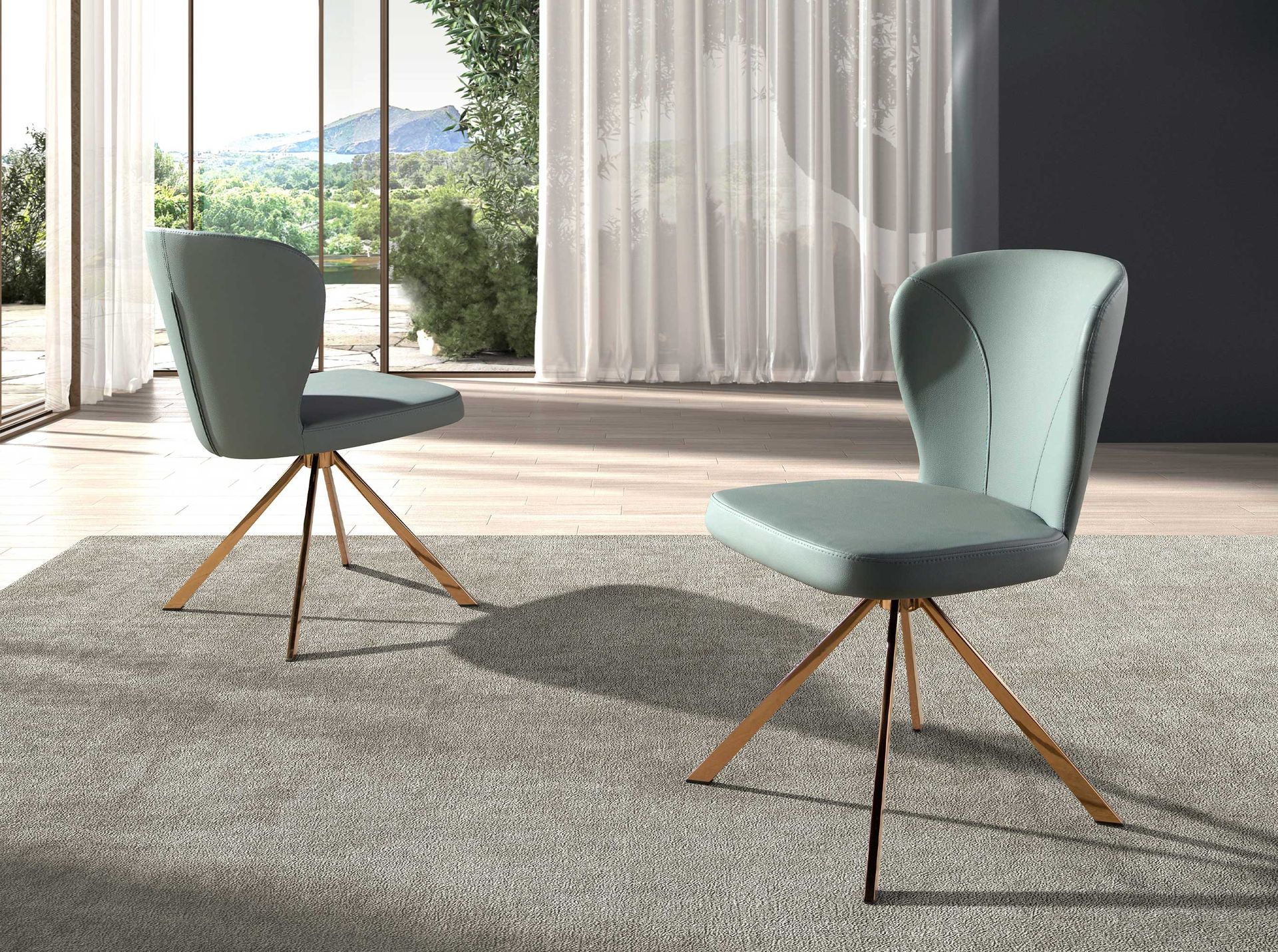 Light green leatherette swivel chair