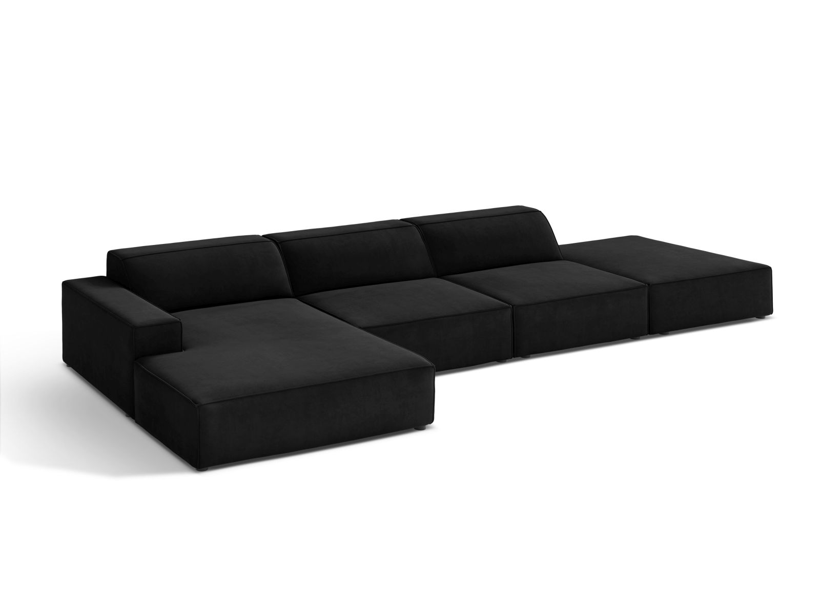 Velvet Modular Left Corner Sofa, "Jodie", 5 Seats, 341x162x77