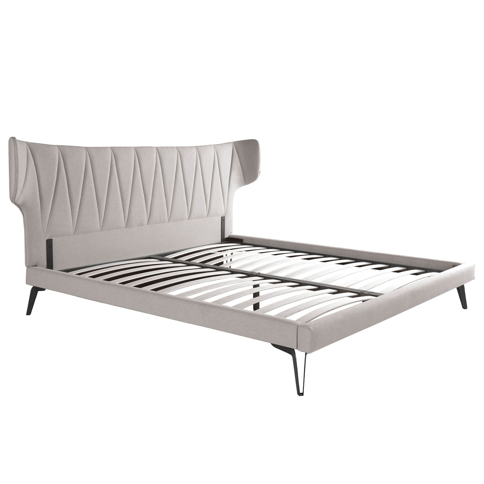 Light grey fabric bed