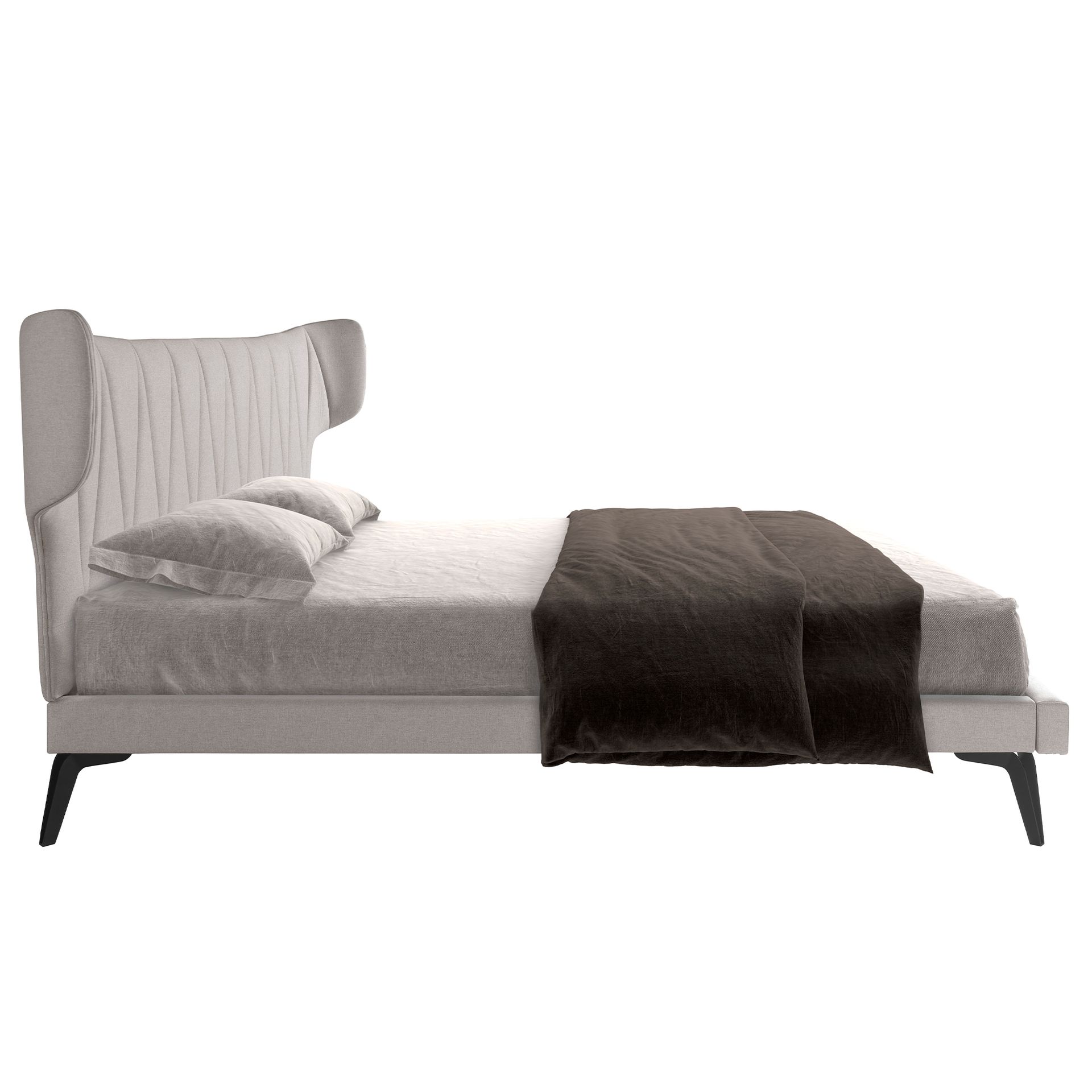 Light grey fabric bed