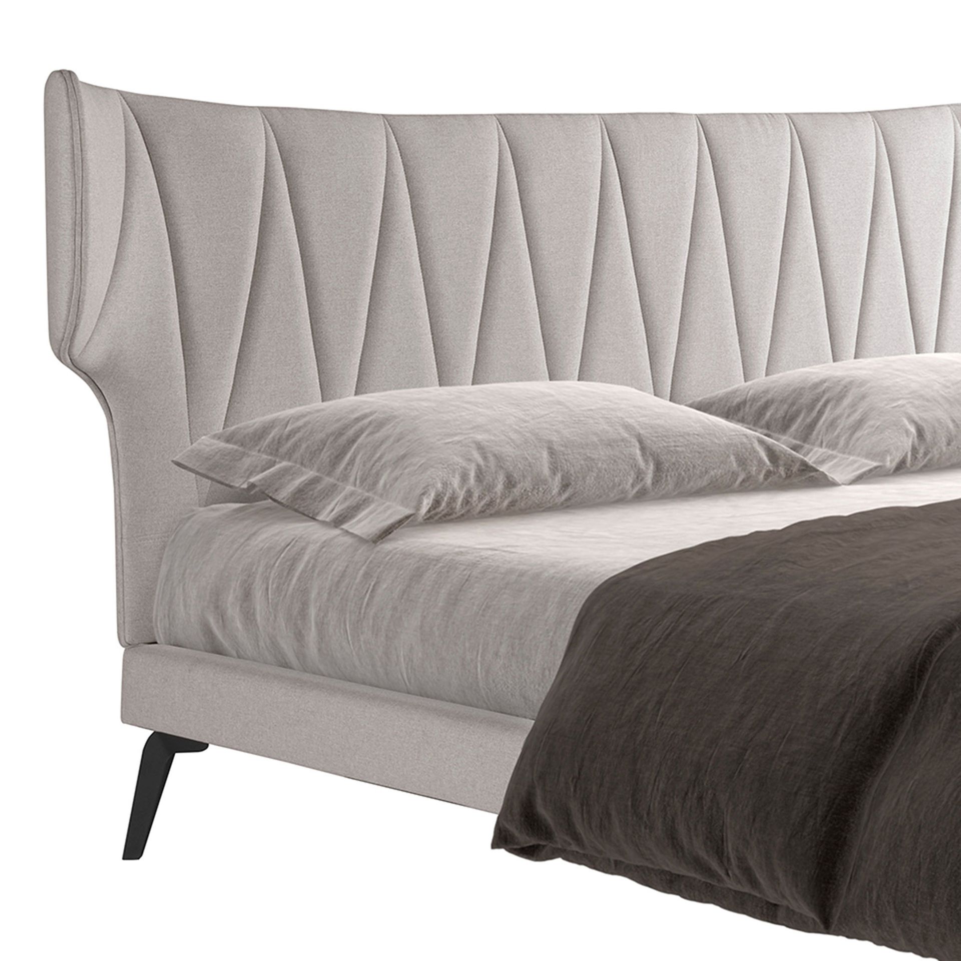 Light grey fabric bed