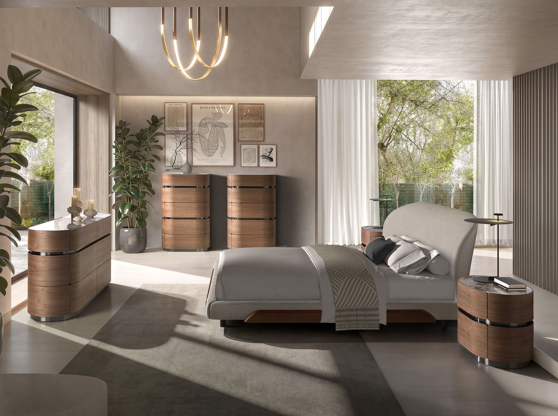 Light grey fabric bed