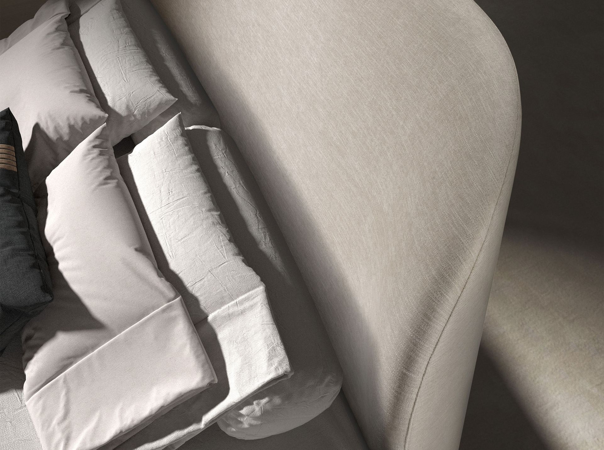 Light grey fabric bed