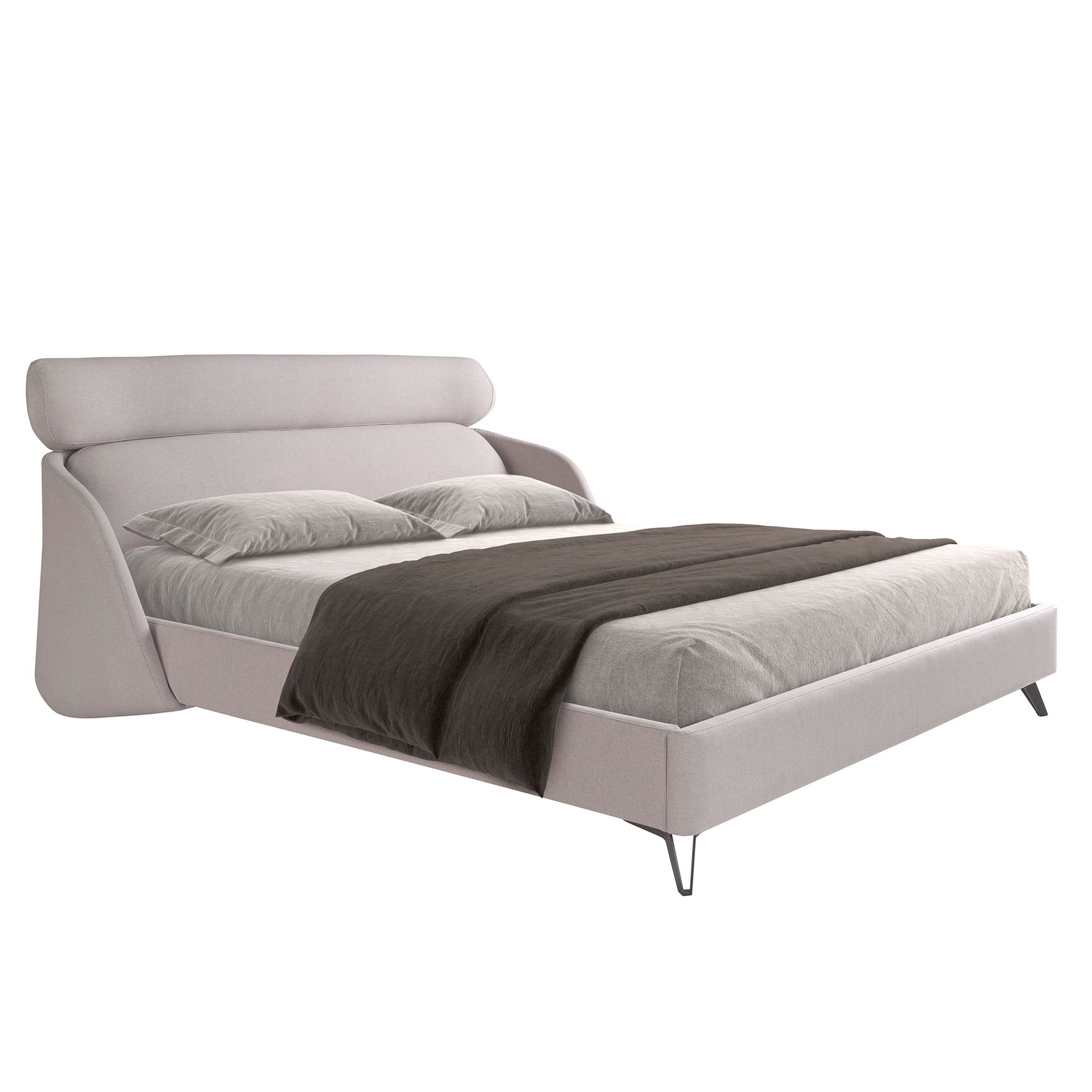 Light grey fabric bed