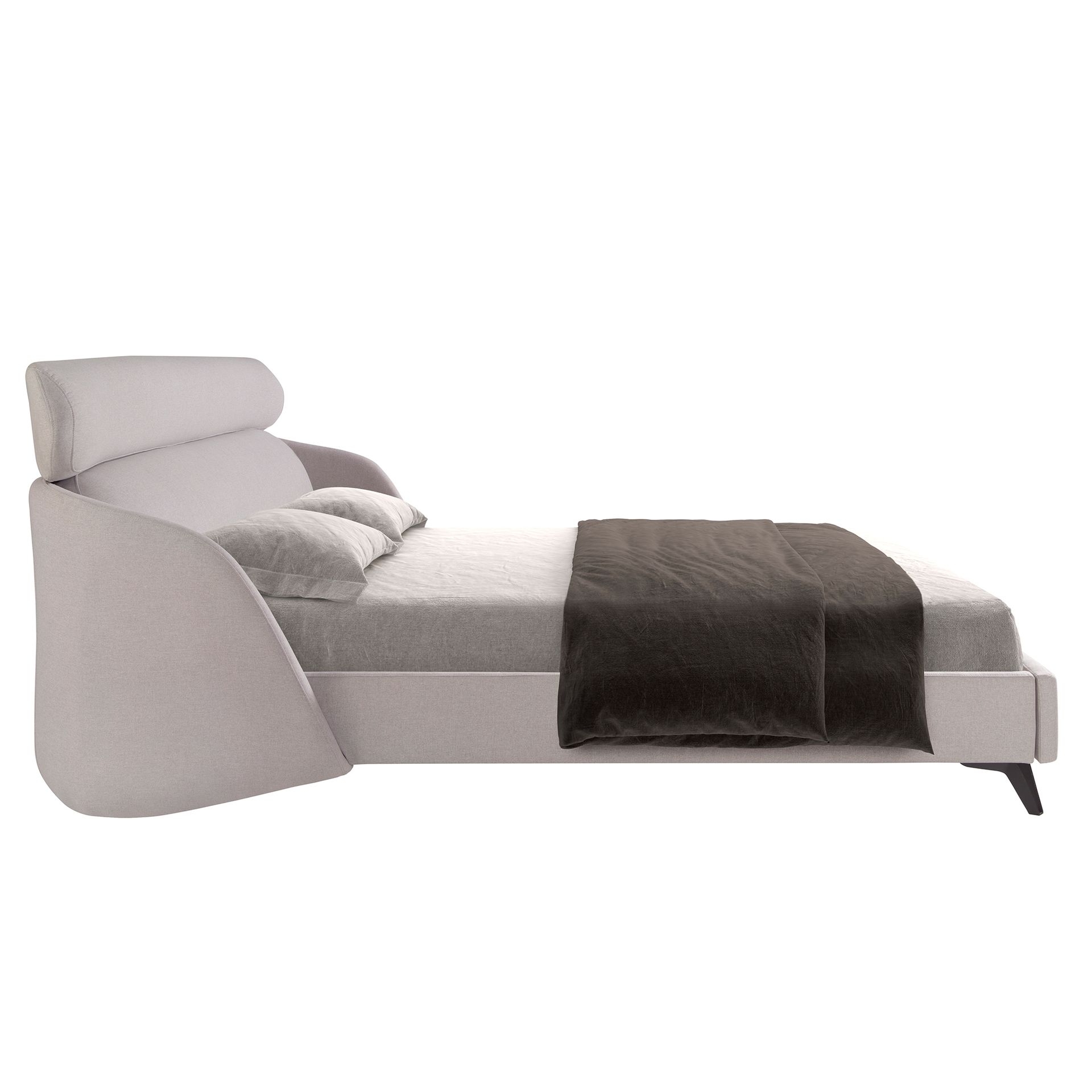 Light grey fabric bed
