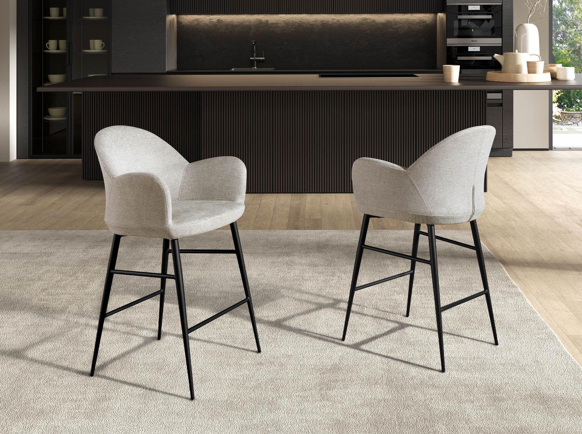 Light grey fabric stool
