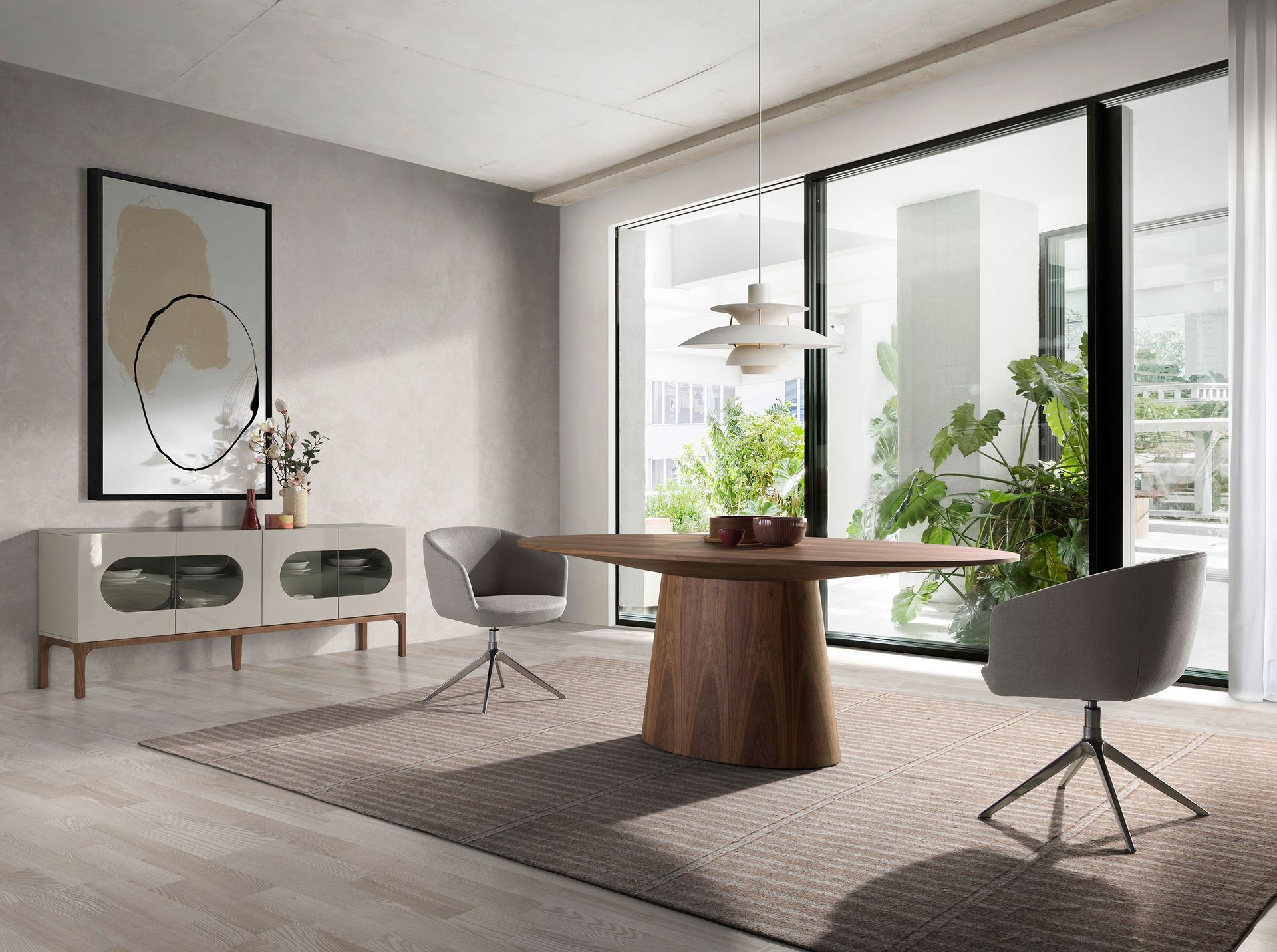 Light grey fabric swivel chair