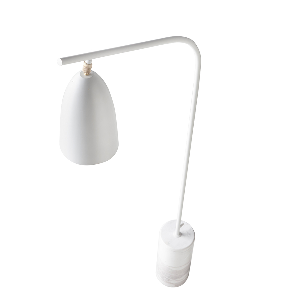 Marble and white steel floor lamp