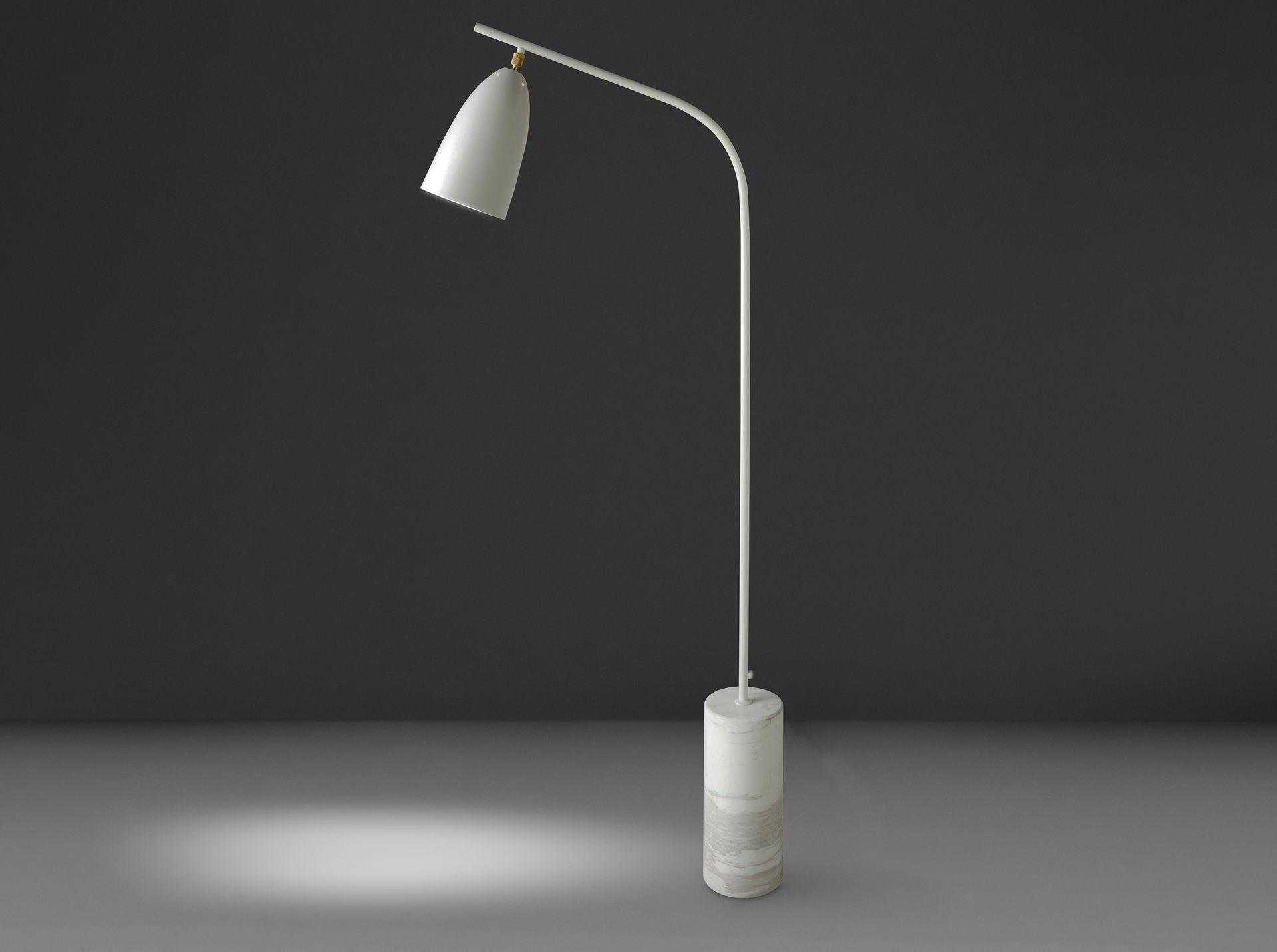 Marble and white steel floor lamp