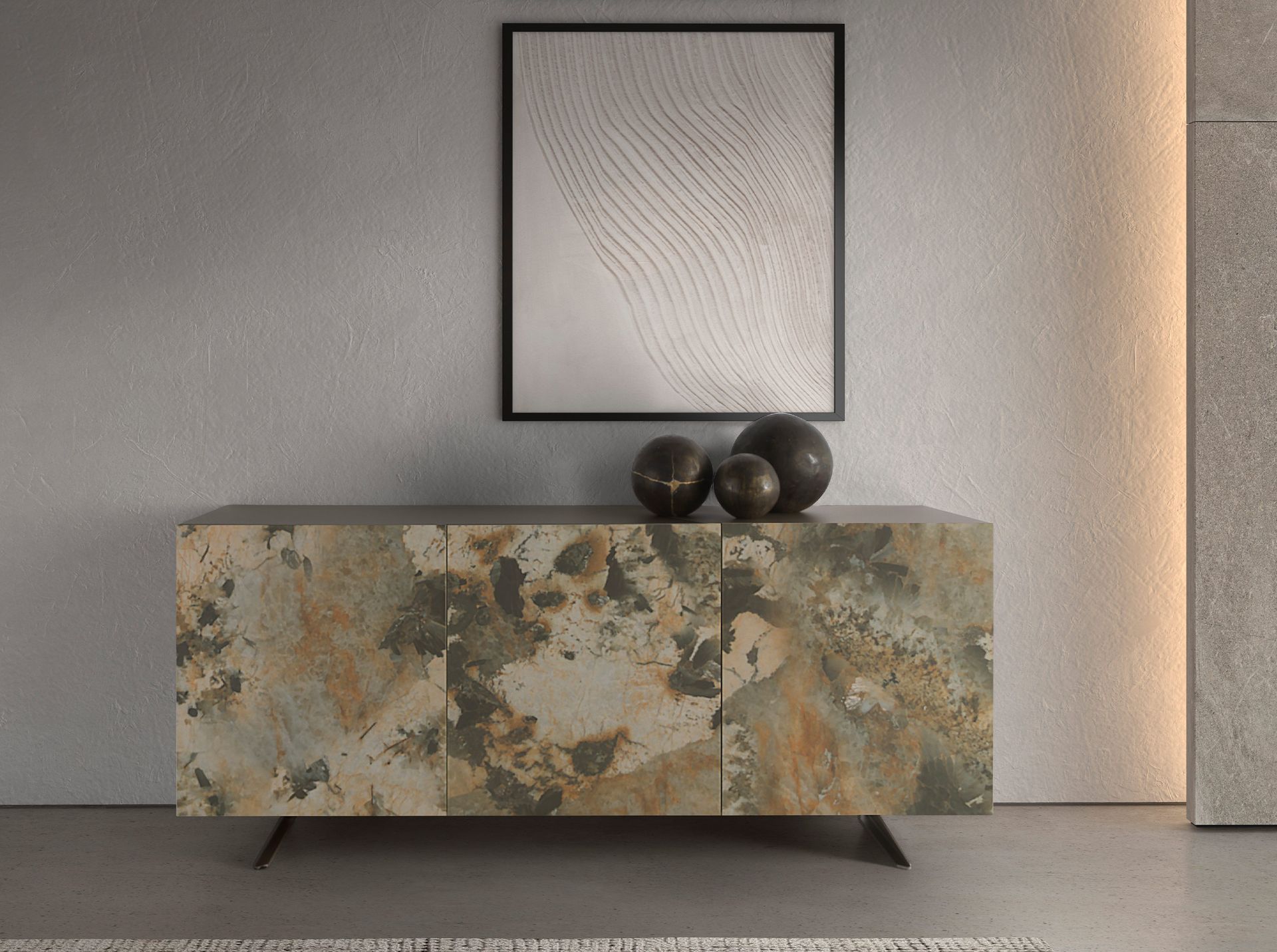 Metallic taupe wood sideboard