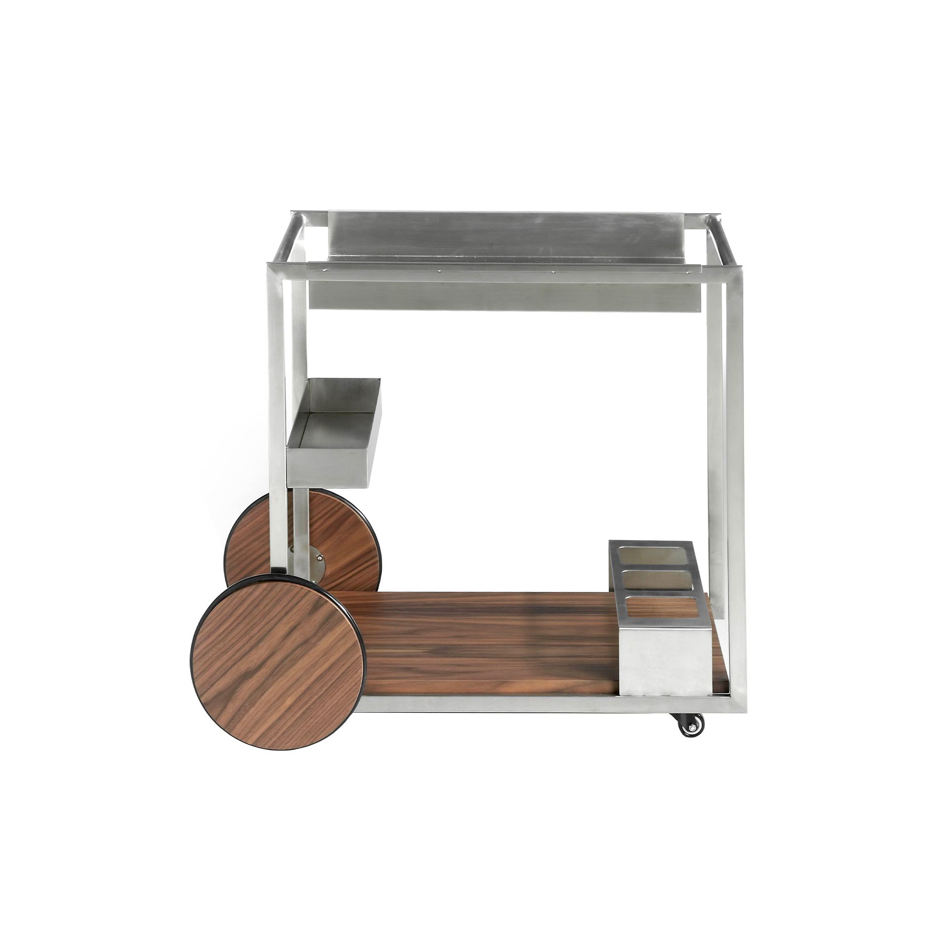 Minibar trolley steel and walnut