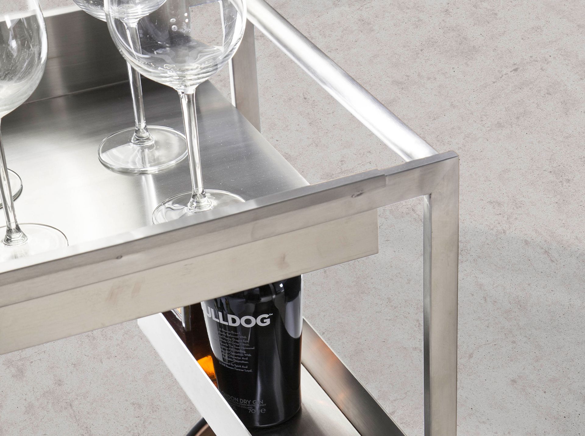 Minibar trolley steel and walnut