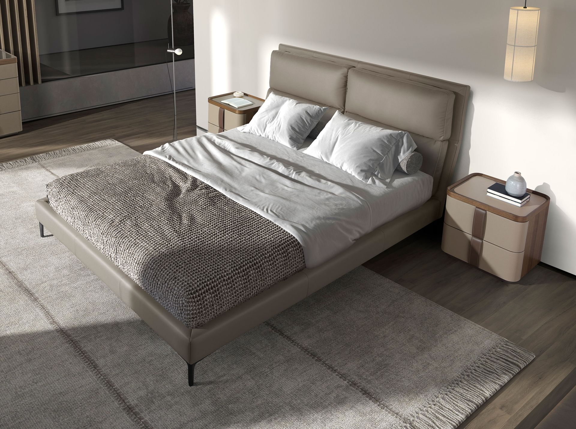 Mink coloured leatherette bed