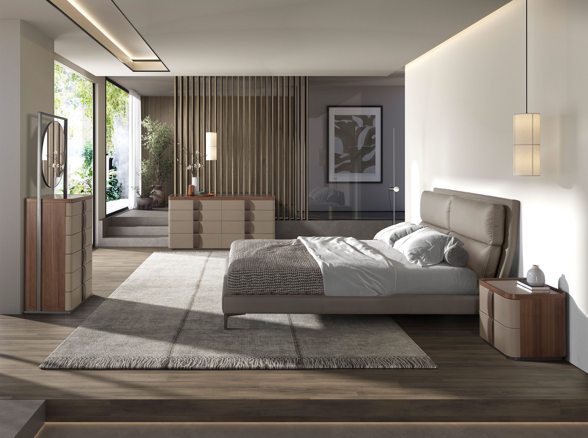 Mink coloured leatherette bed