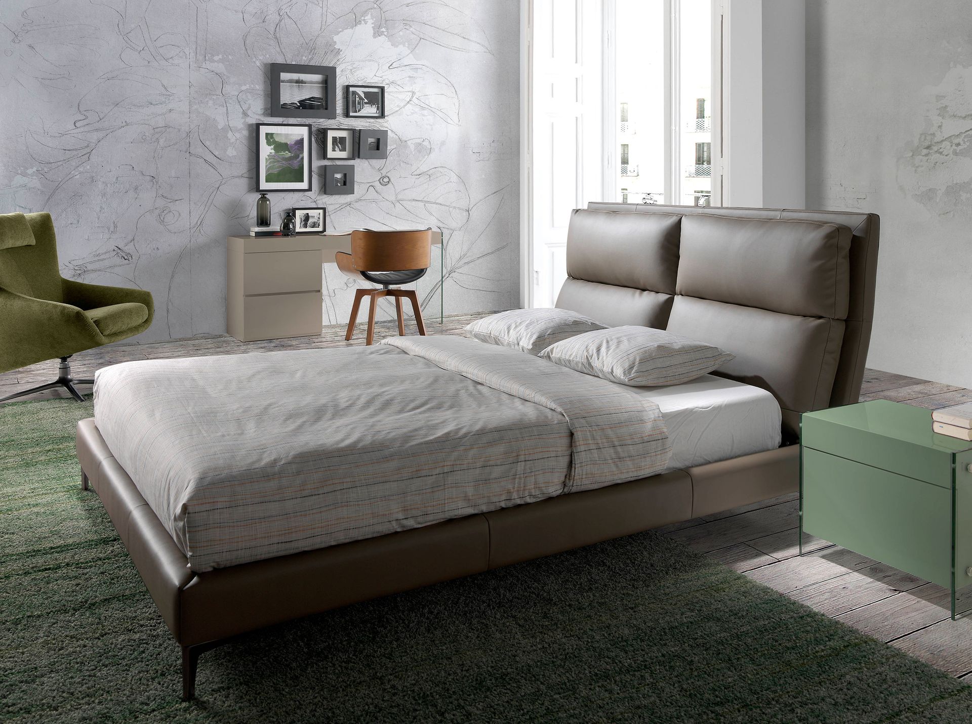 Mink coloured leatherette bed