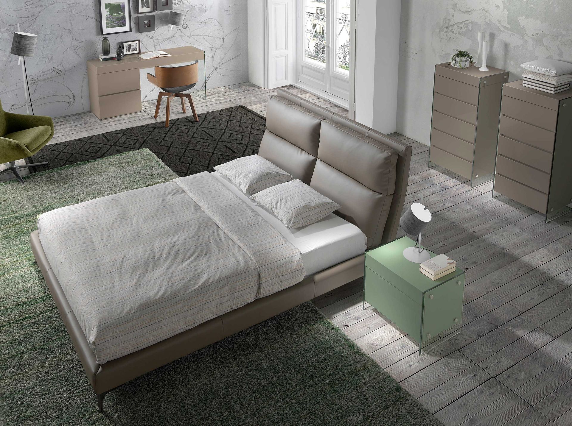 Mink coloured leatherette bed