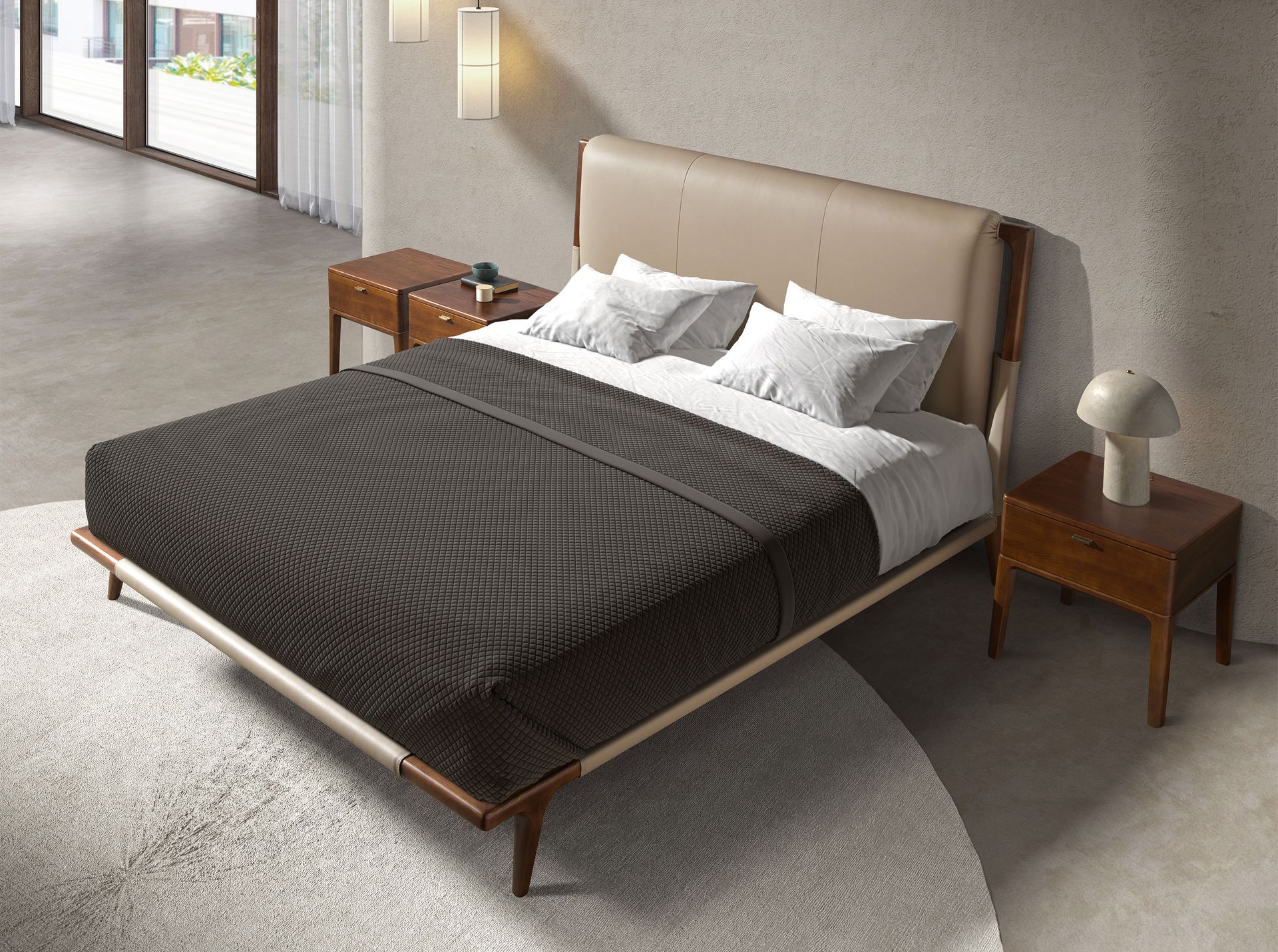 Mink coloured leatherette bed