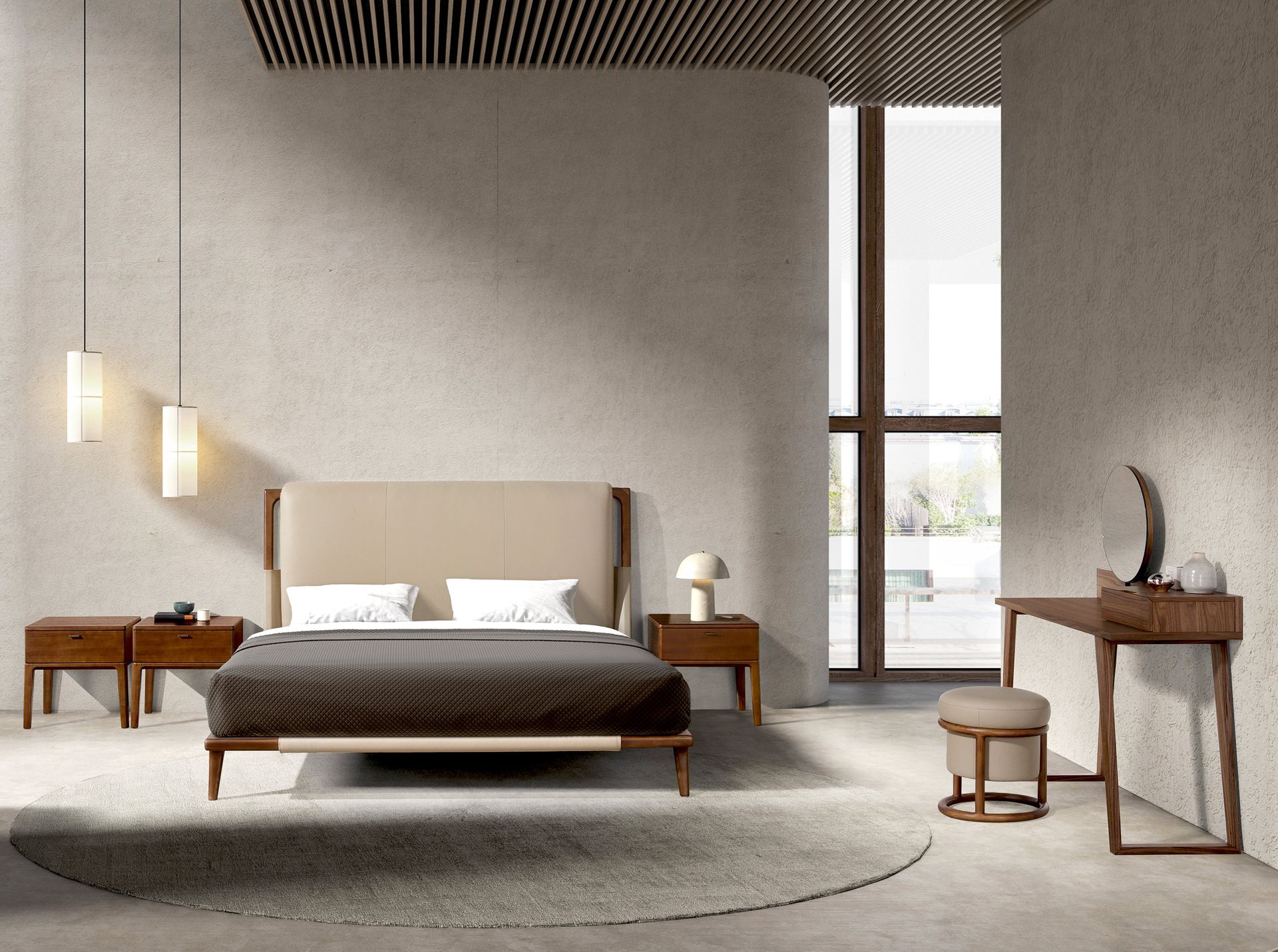 Mink coloured leatherette bed