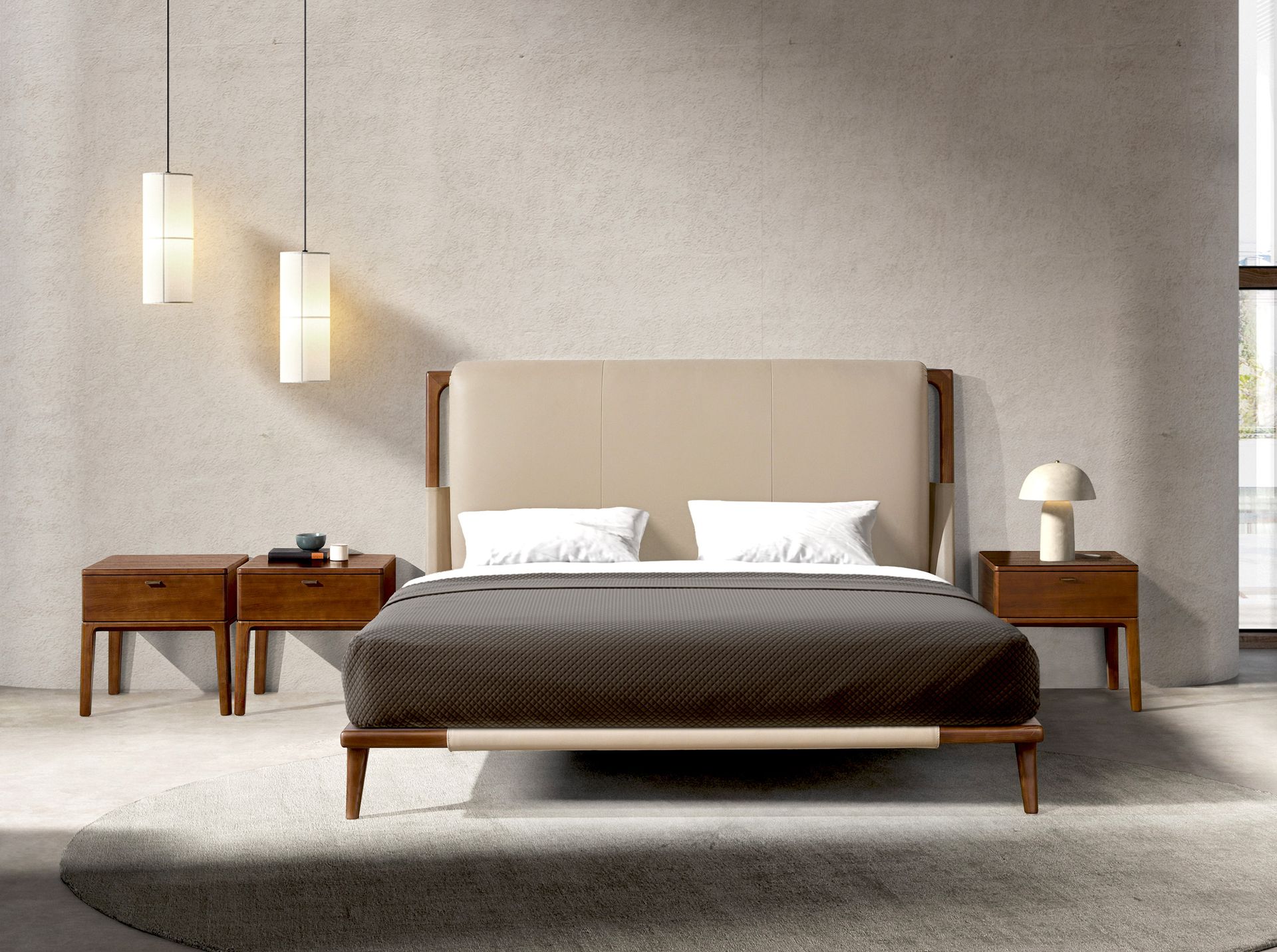 Mink coloured leatherette bed