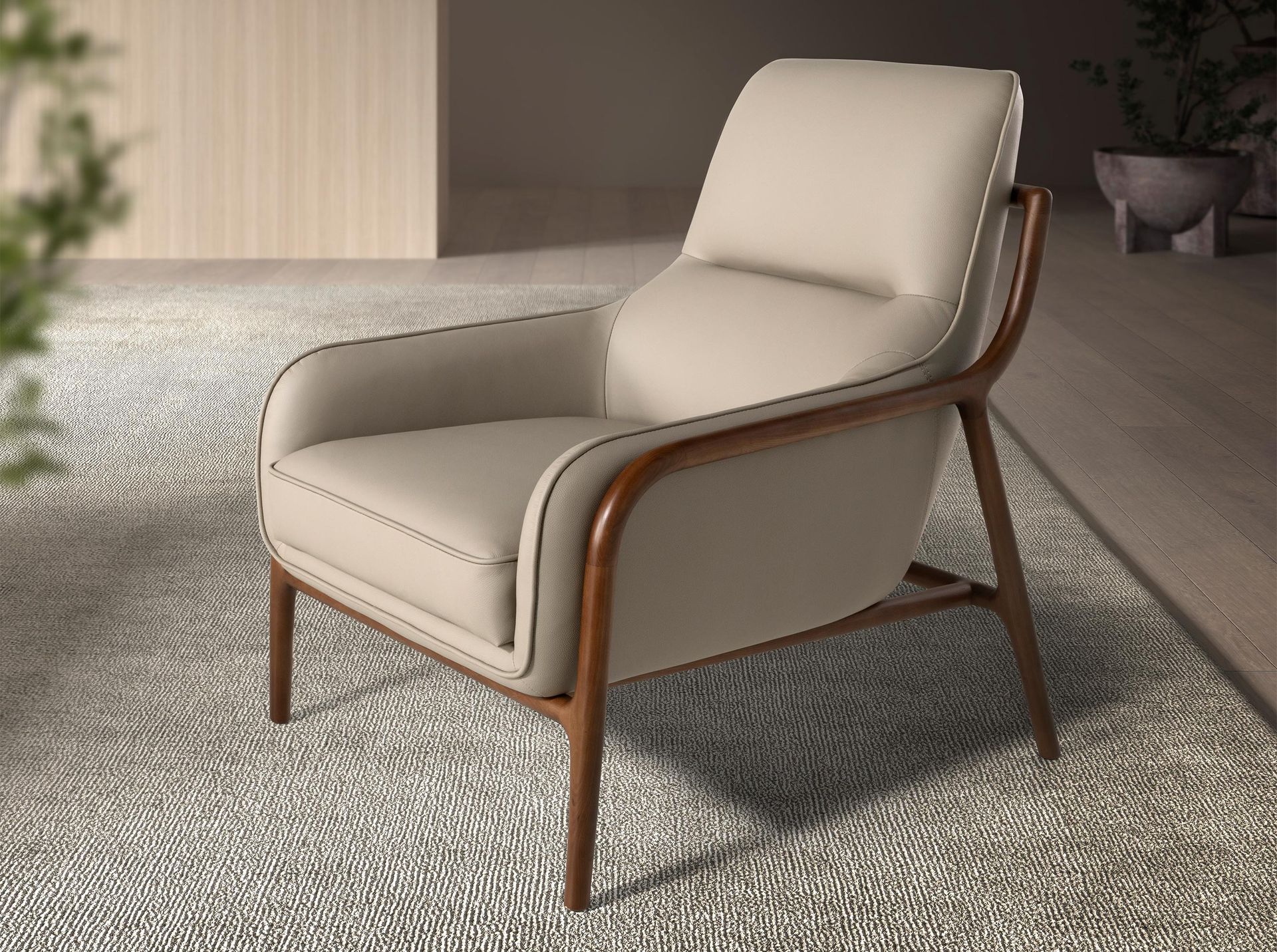 Mink leather armchair