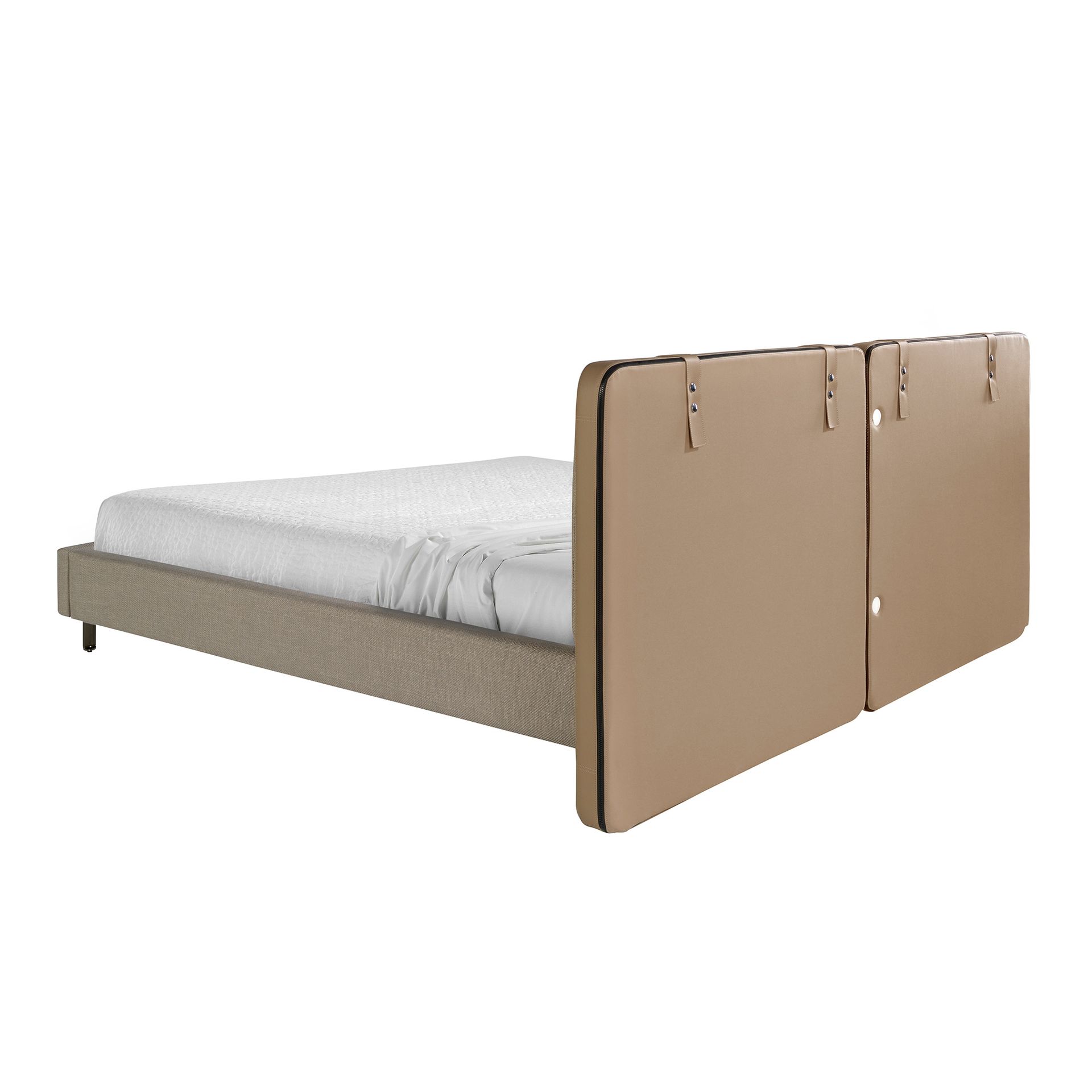 Mink leatherette and grey fabric bed