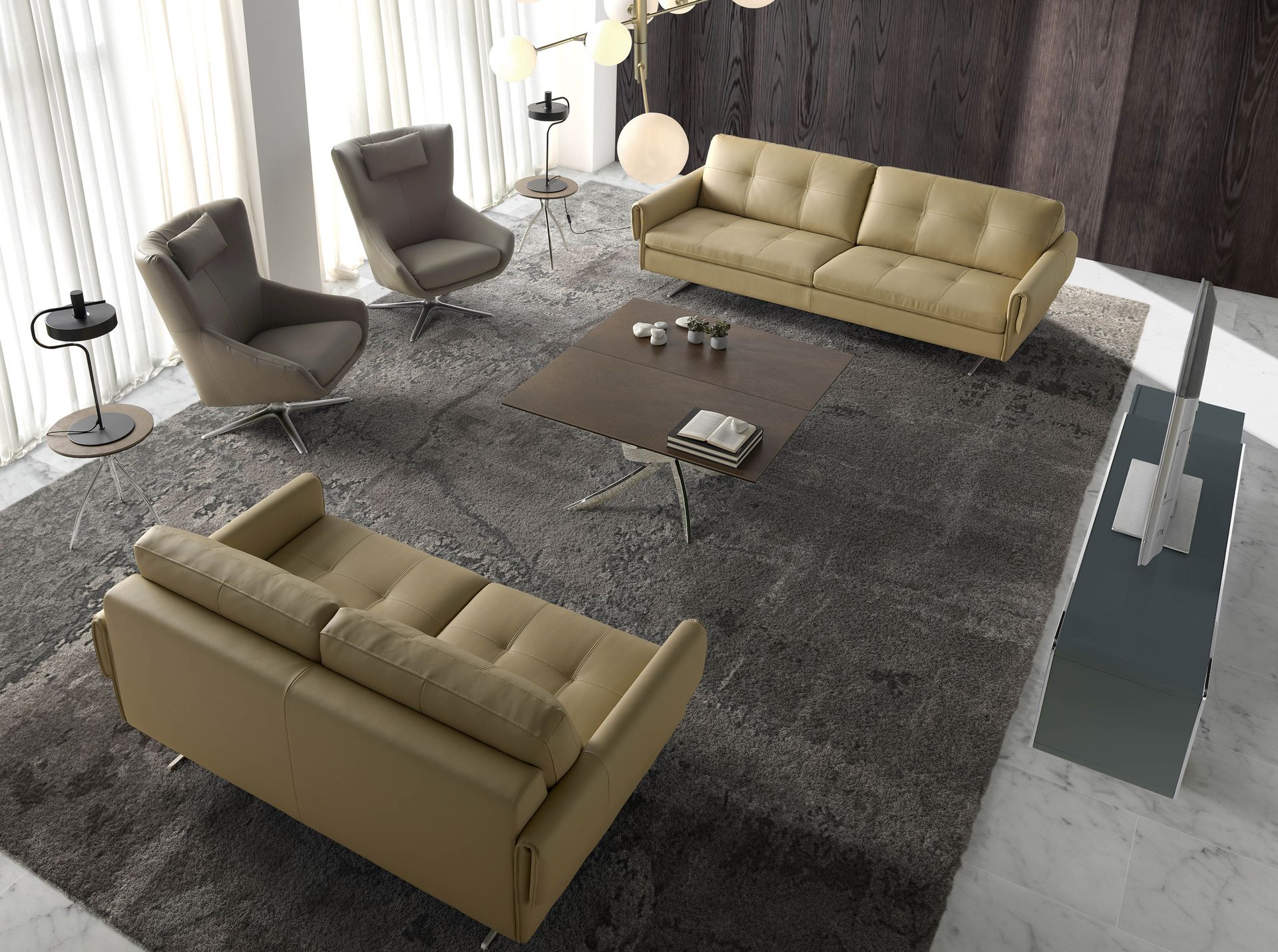 Mink leatherette swivel armchair