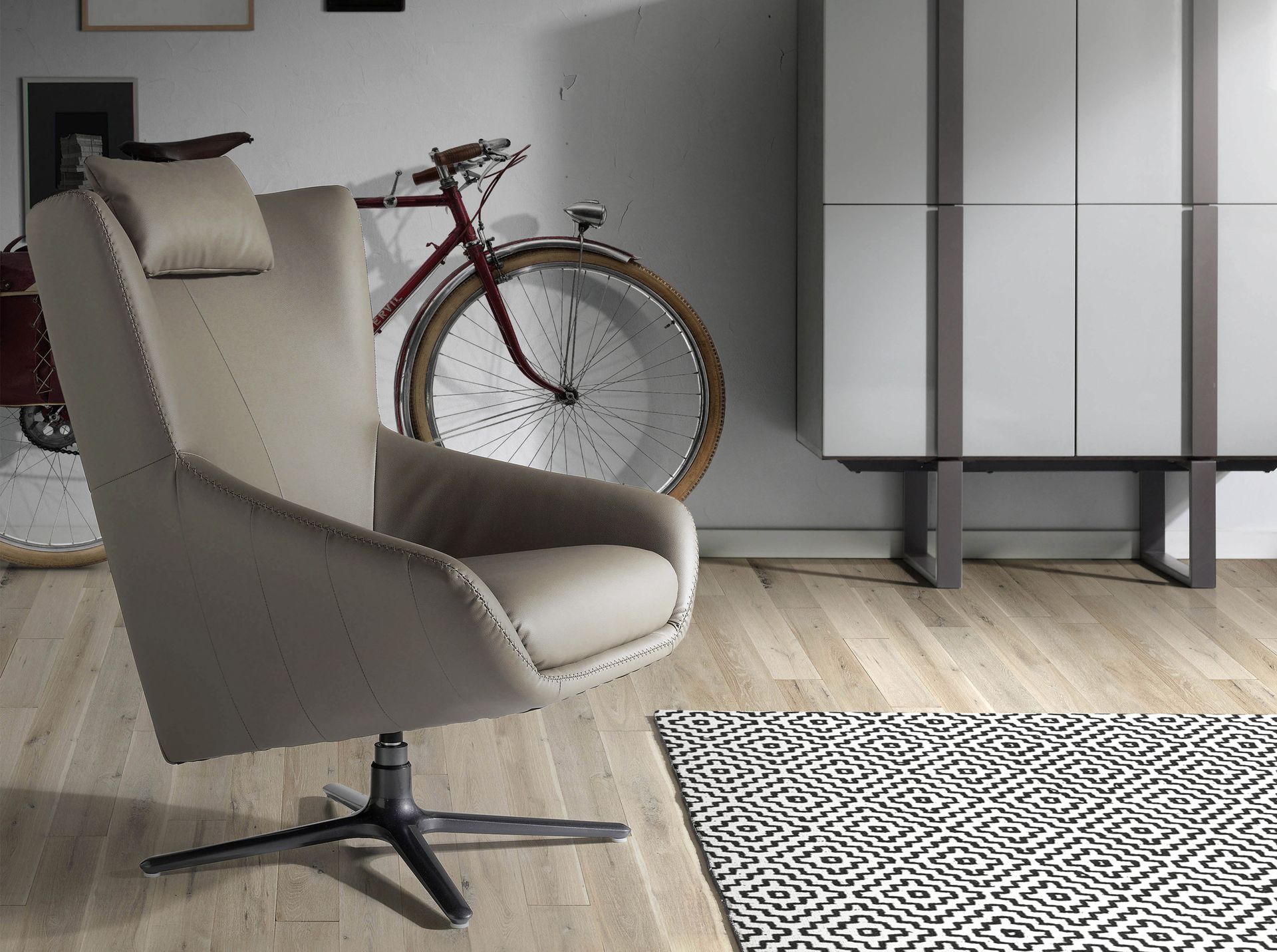 Mink leatherette swivel armchair