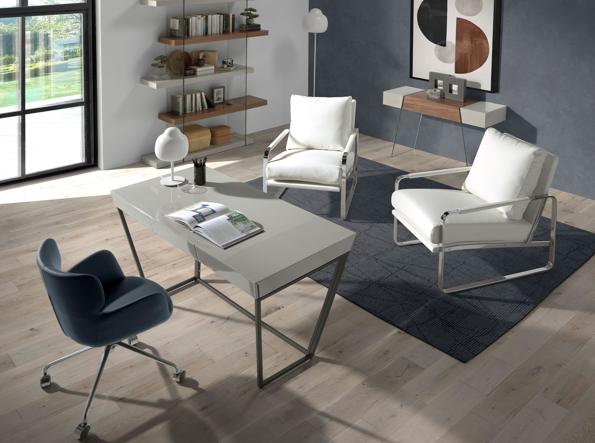 Off-white leatherette armchair