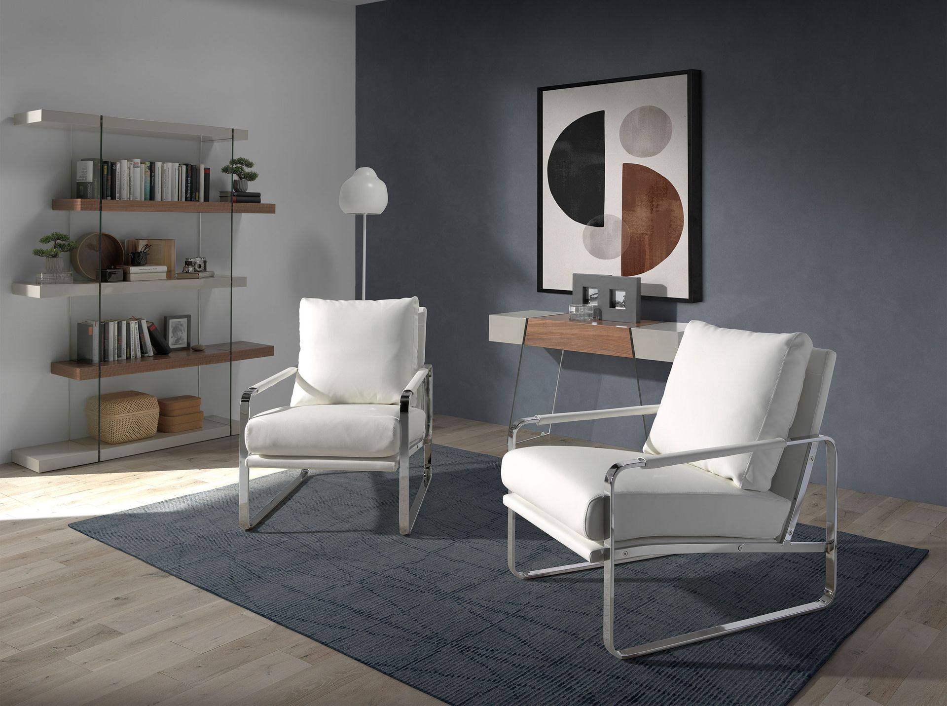 Off-white leatherette armchair