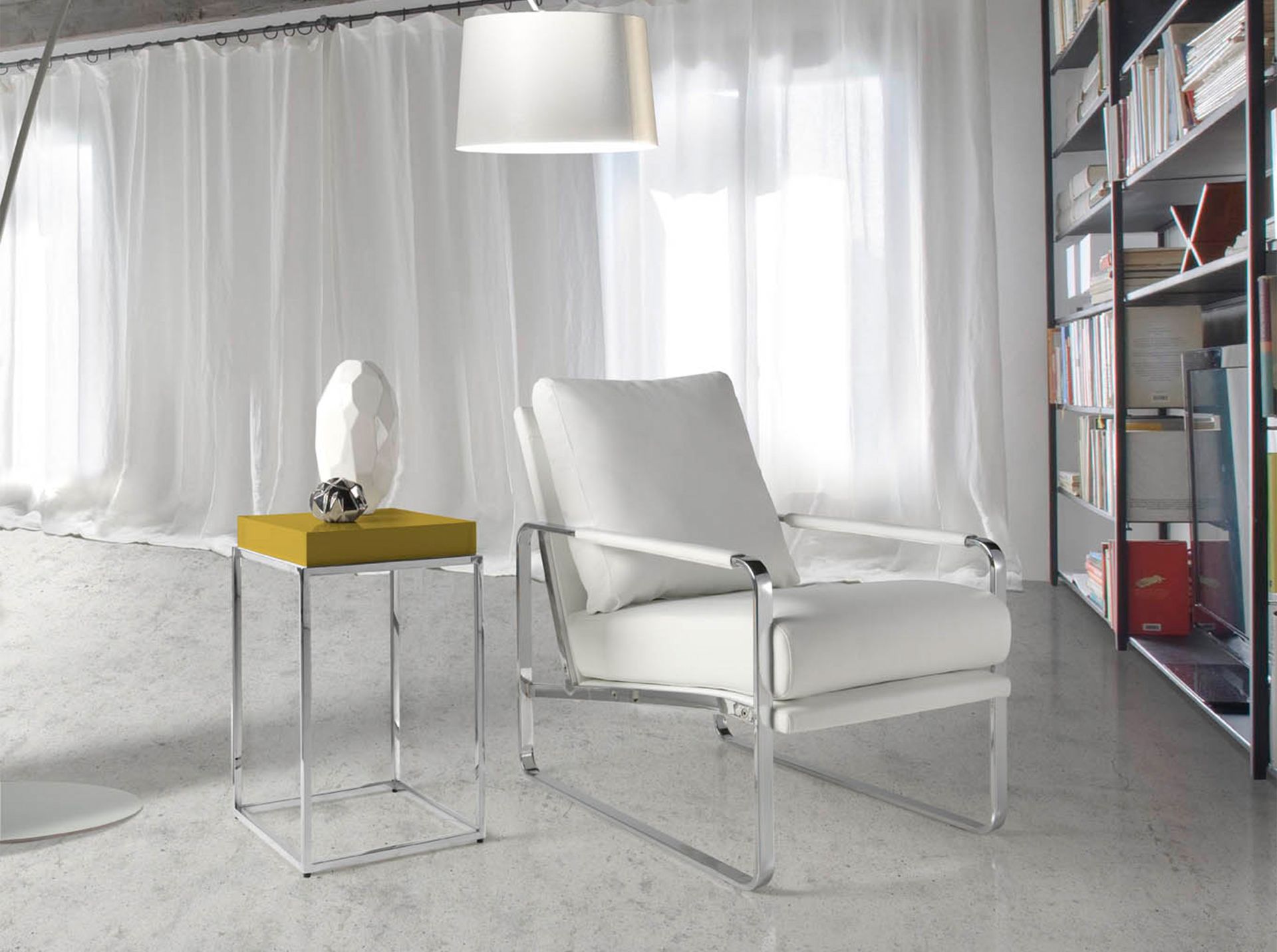 Off-white leatherette armchair